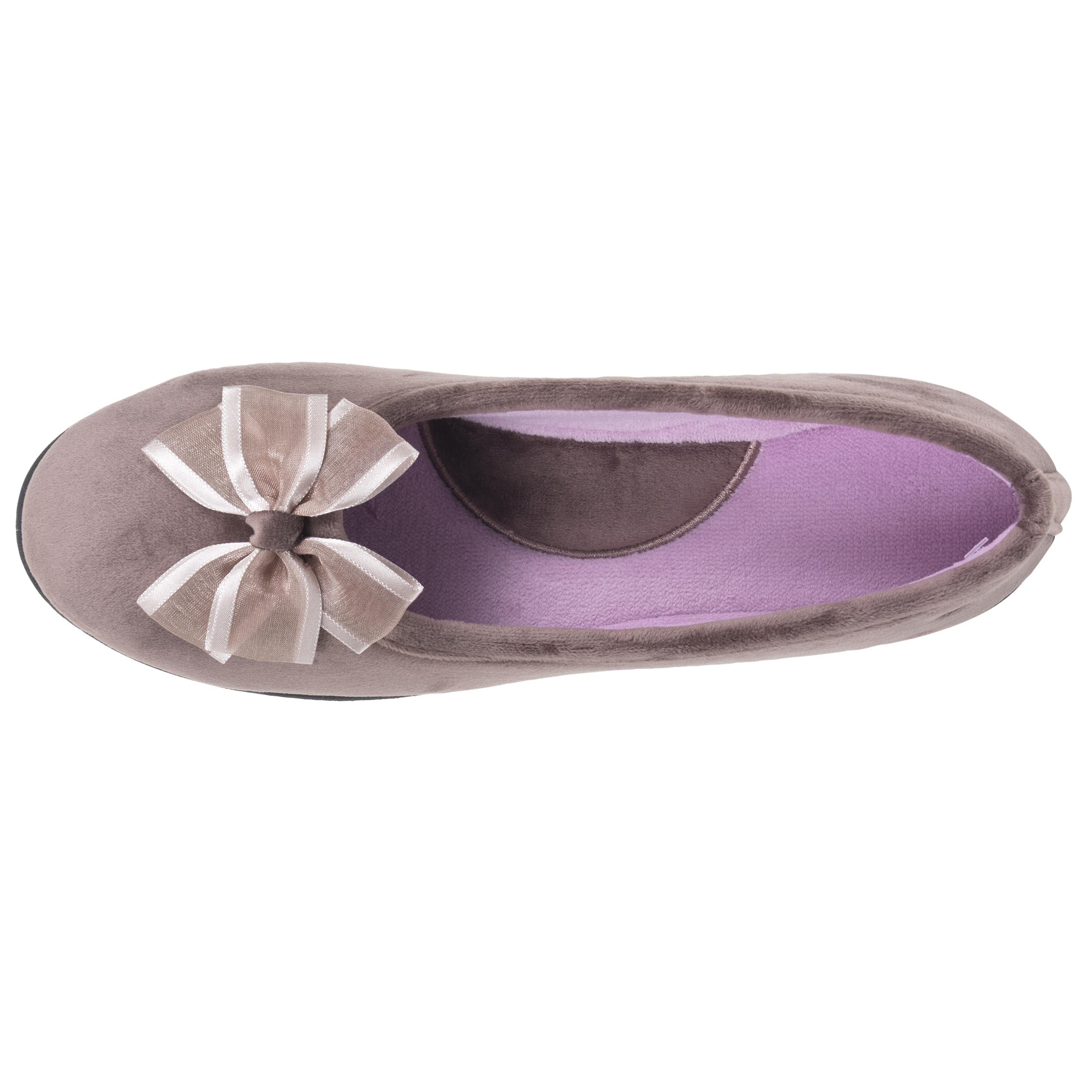 isotoner-chaussons-ballerines-femme-taupe-tulle-microvelours-everywear image 2