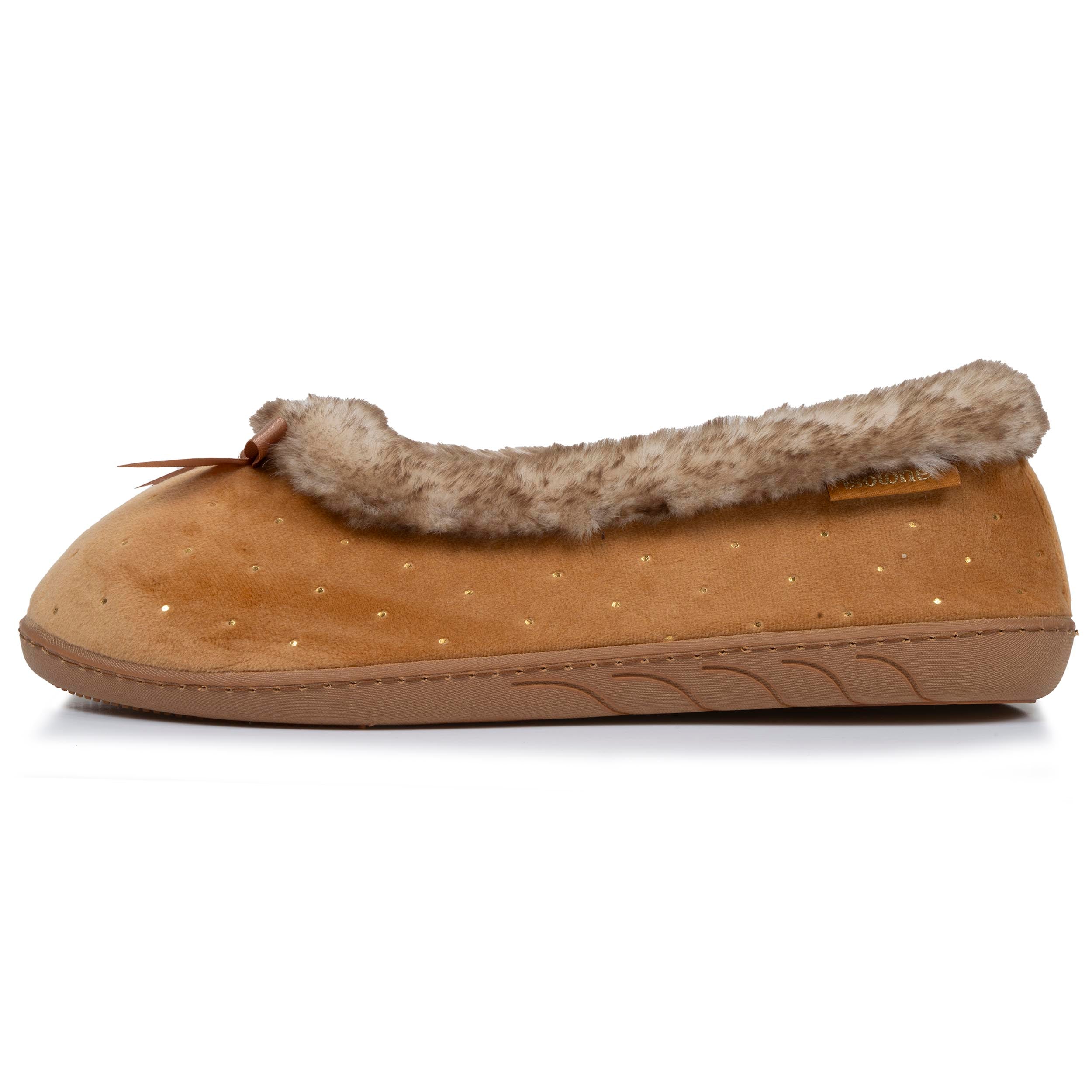 isotoner-chaussons-ballerines-femme-camel-brillants-m-moire-de-forme image 4