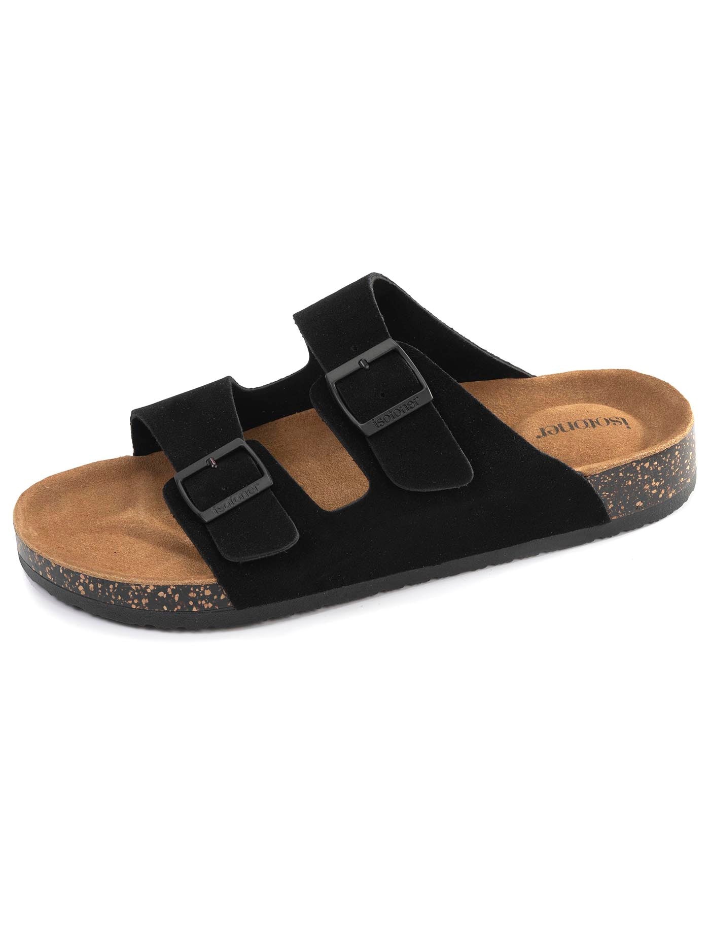 isotoner-mules-sandales-homme-double-bride-cuir-noir image 6