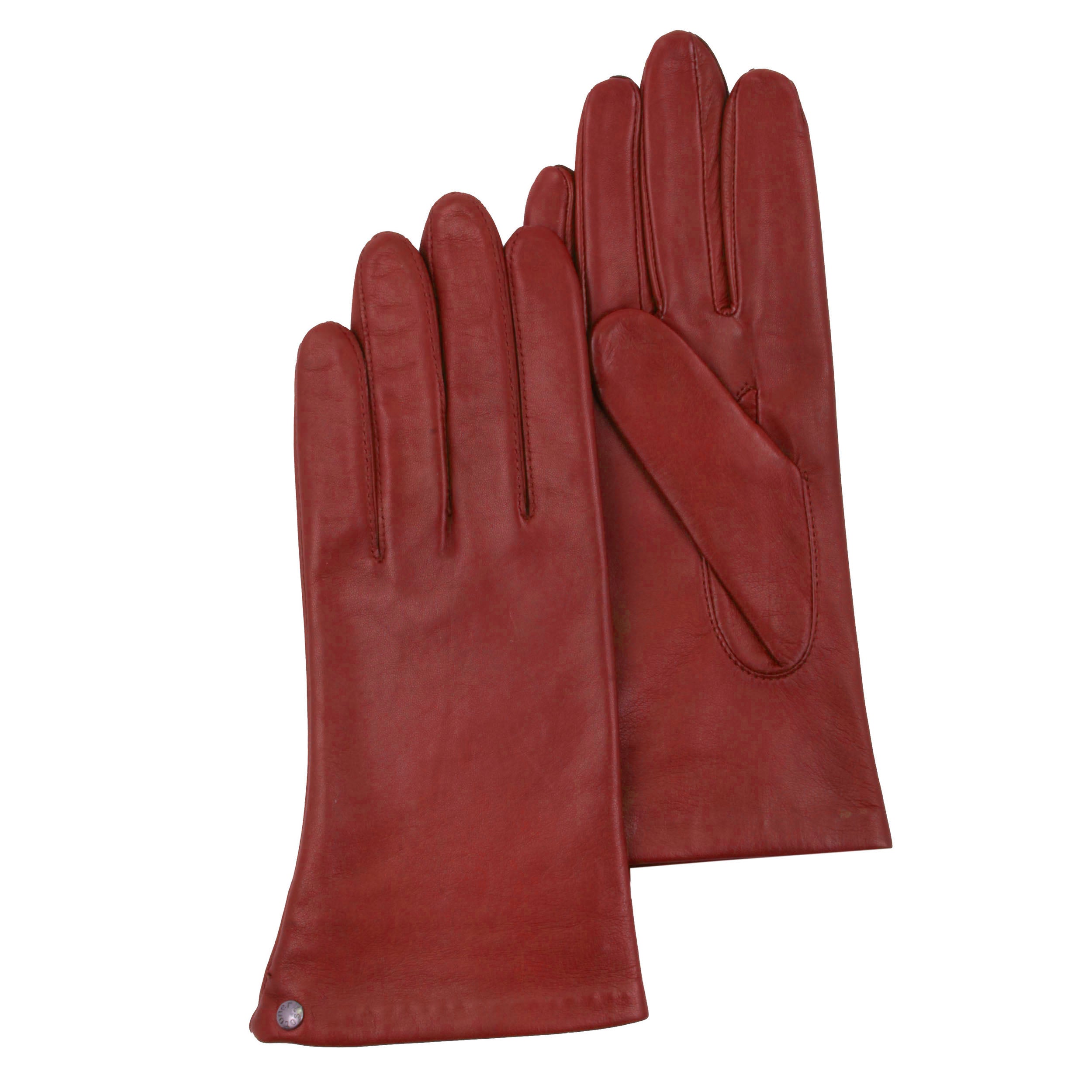 isotoner-gants-femme-cuir-agneau-doubl-soie-rouge image 1