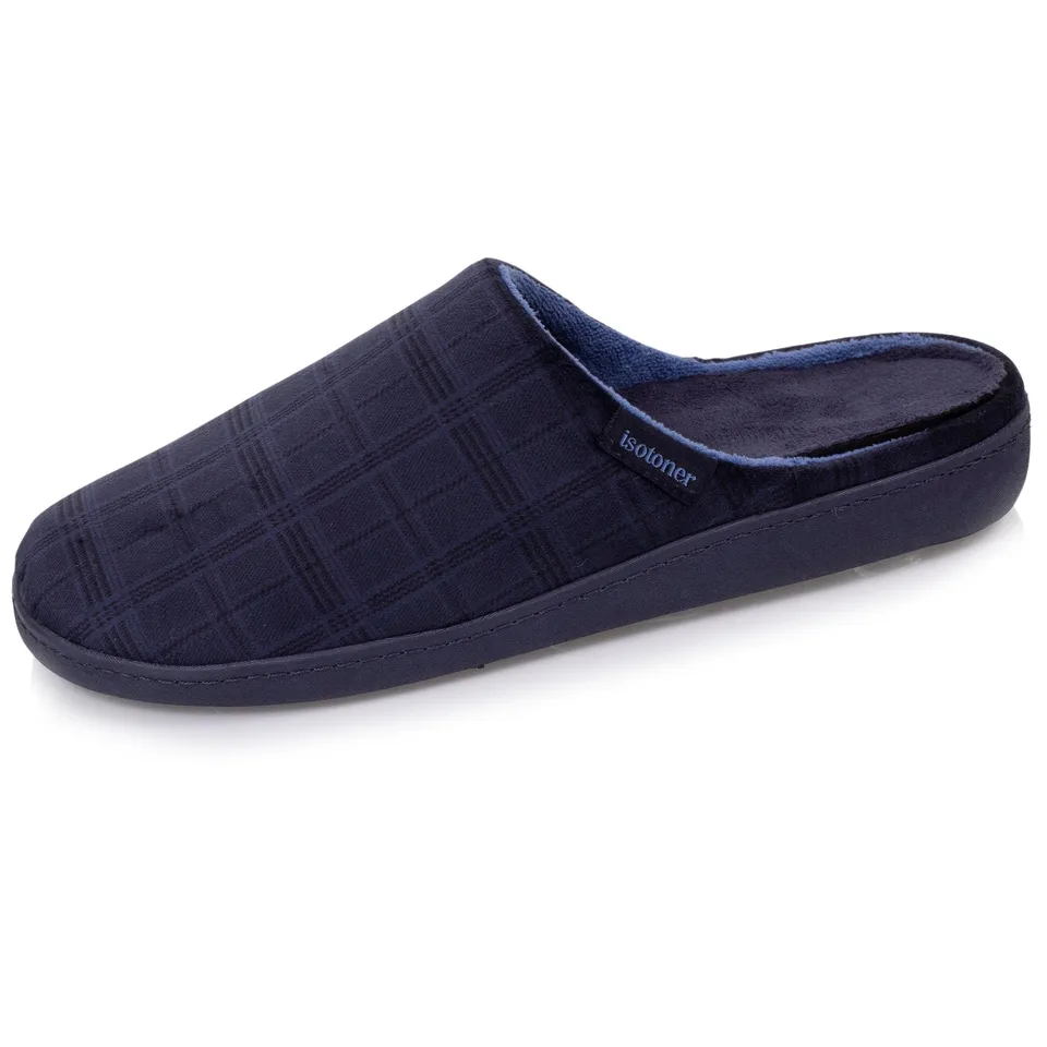 isotoner-mules-chaussons-homme-prince-de-galles-marine-everywear image 1
