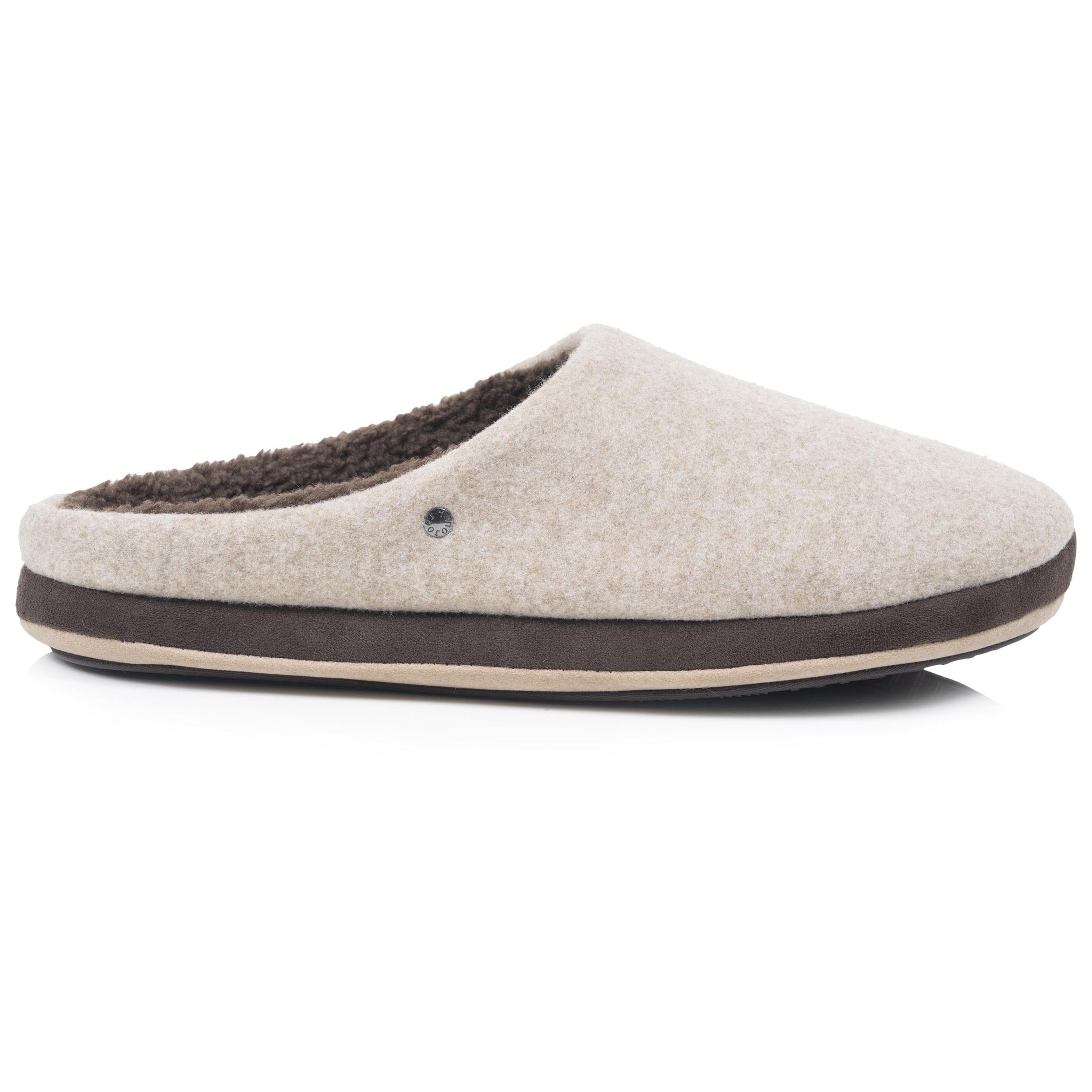 isotoner-chaussons-mules-homme-feutrine-beige image 8