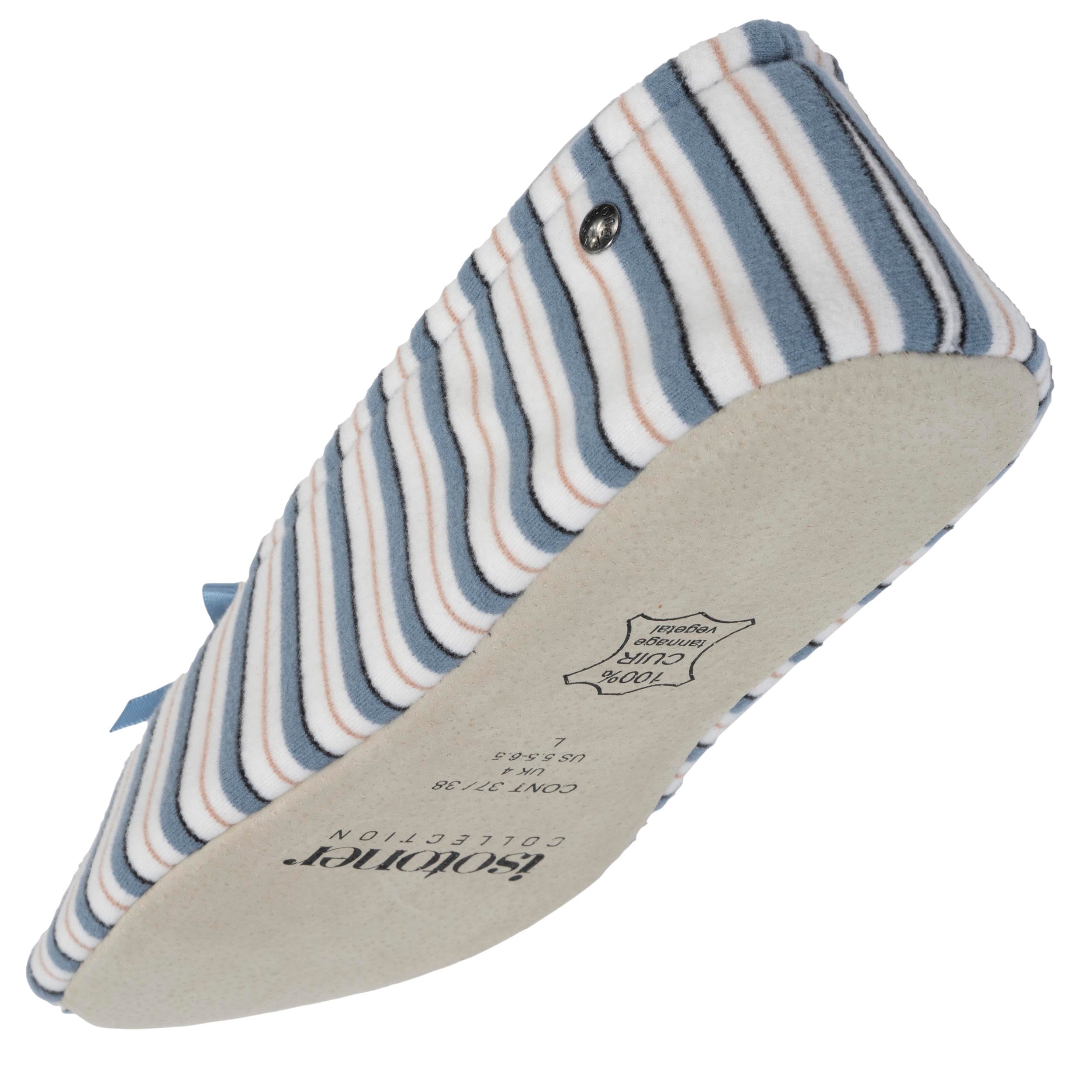 isotoner-chaussons-ballerines-grand-n-ud-femme-rayure image 5