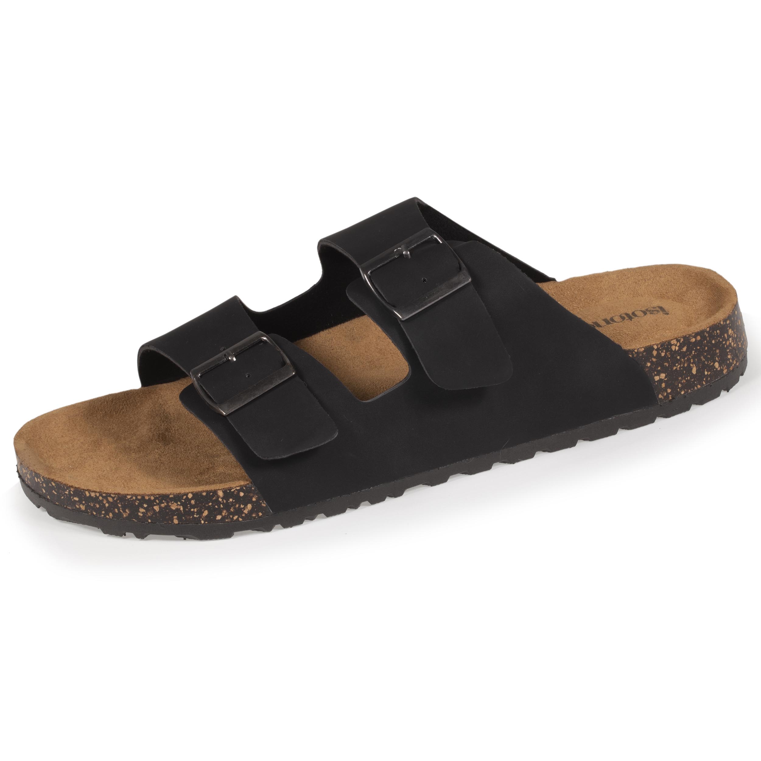 isotoner-mules-sandales-homme-double-bride-noir-everywear image 1