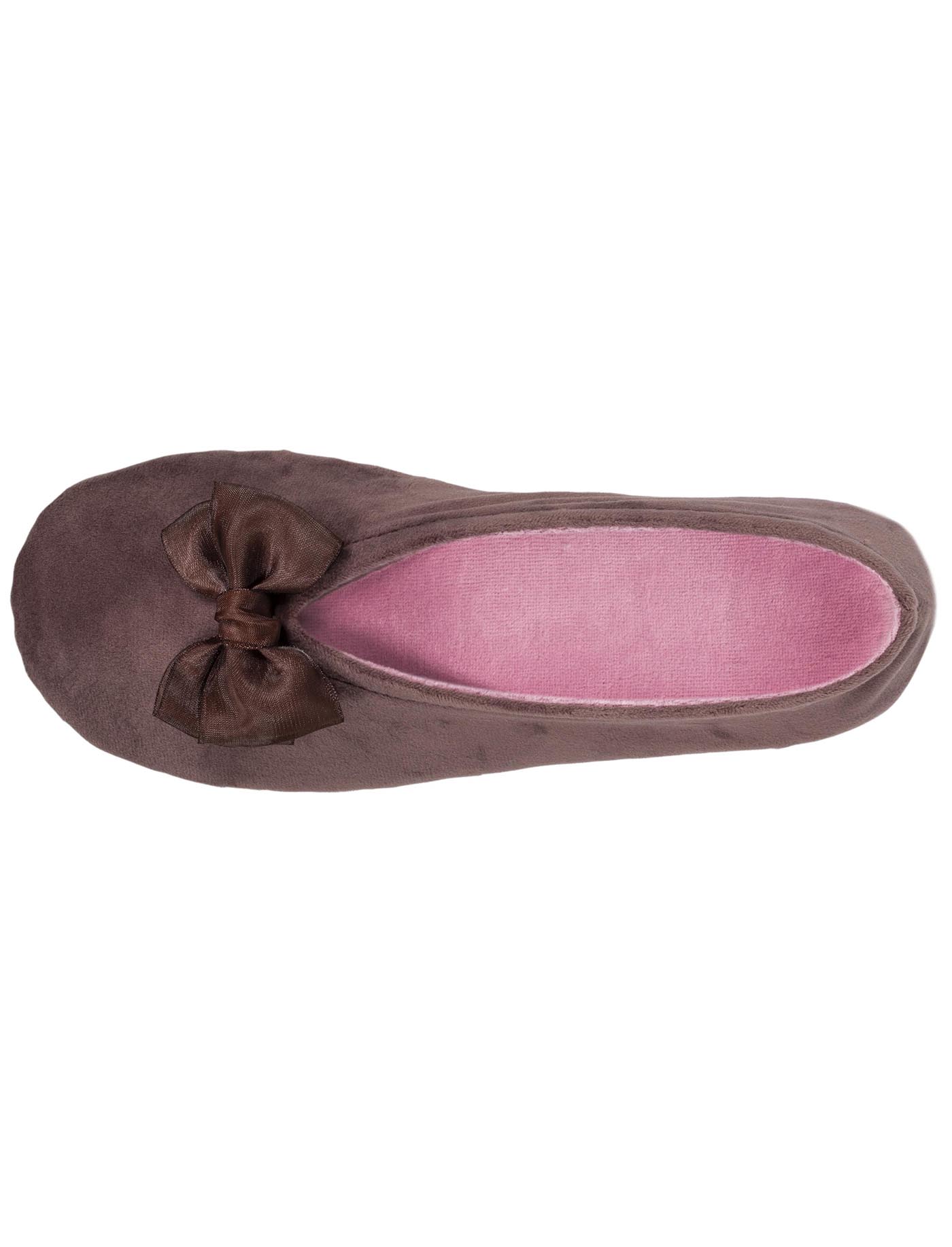 isotoner-chaussons-ballerines-femme-n-ud-taupe-rose image 7