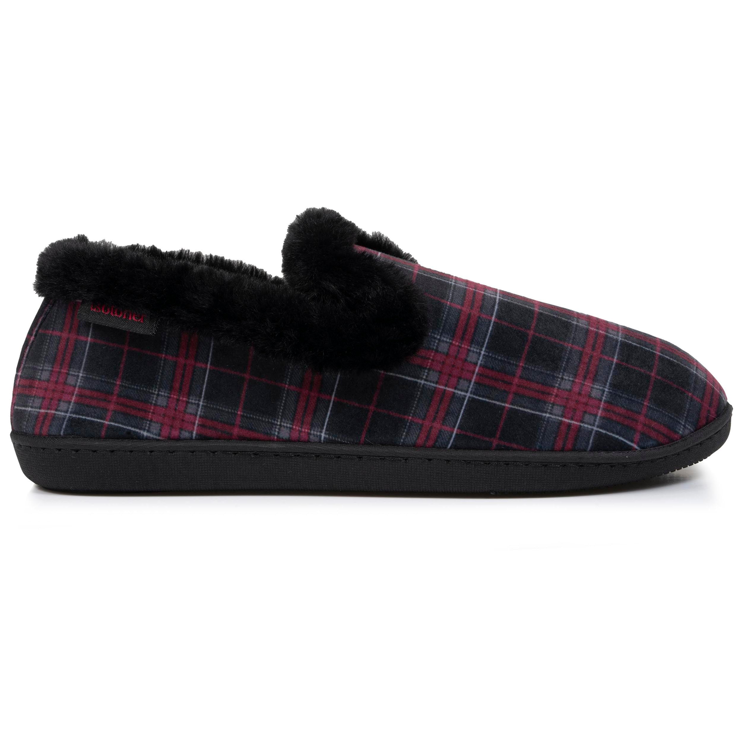 isotoner-chaussons-charentaises-femme-tartan-bordeaux image 8