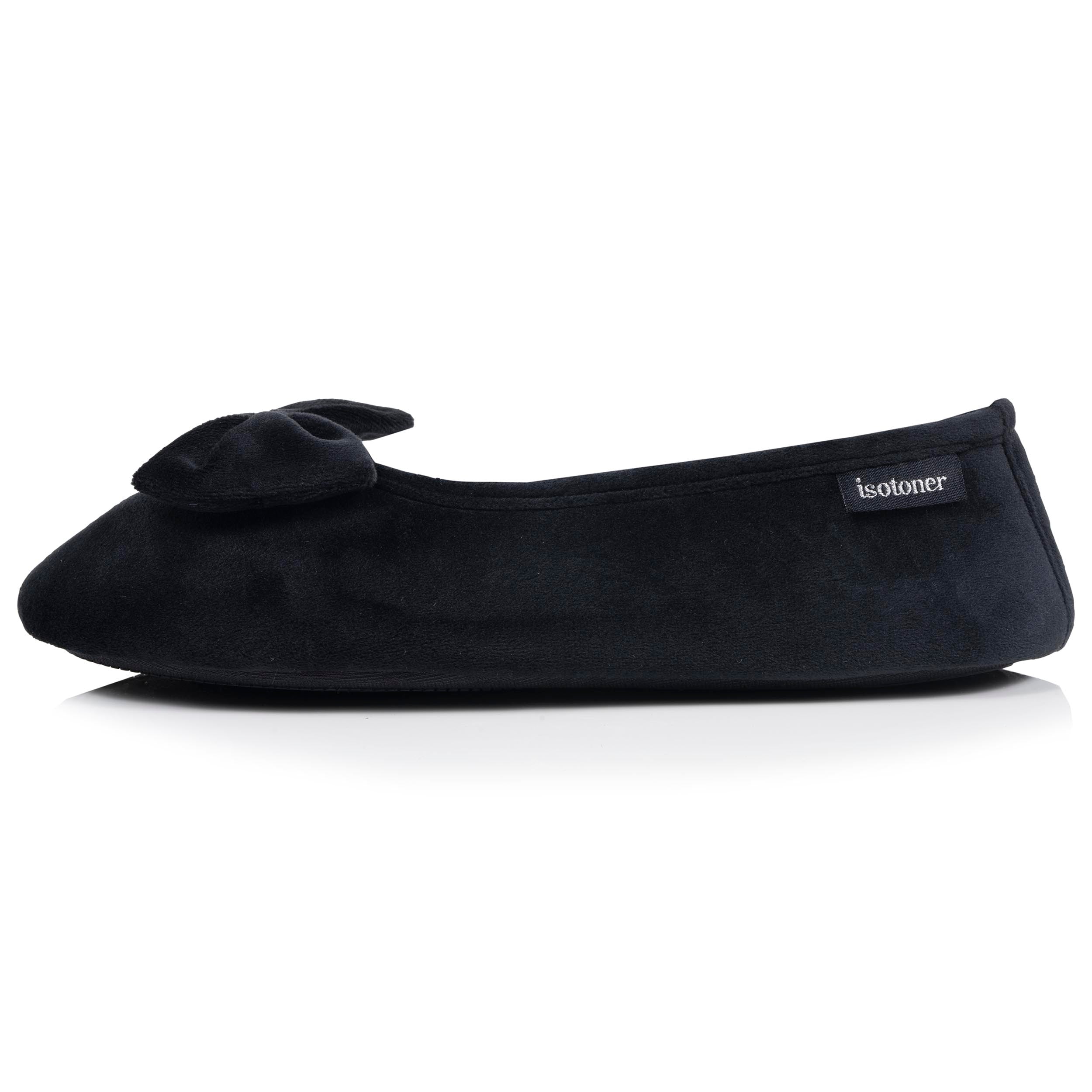 isotoner-chaussons-ballerines-femme-noir-rayures-m-moire-de-forme image 4