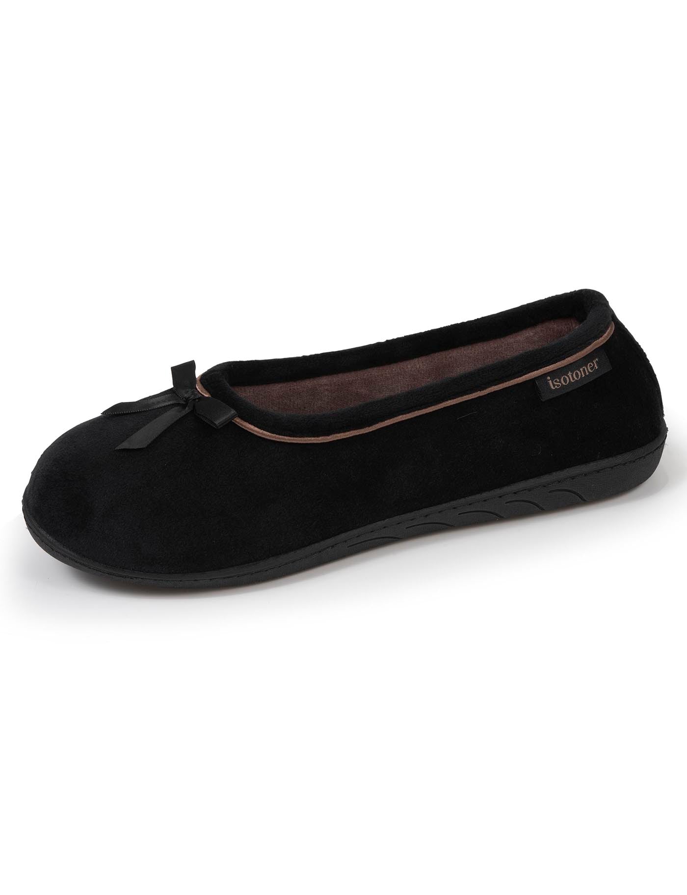 isotoner-chaussons-ballerines-femme-noir-beige-m-moire-de-forme image 6