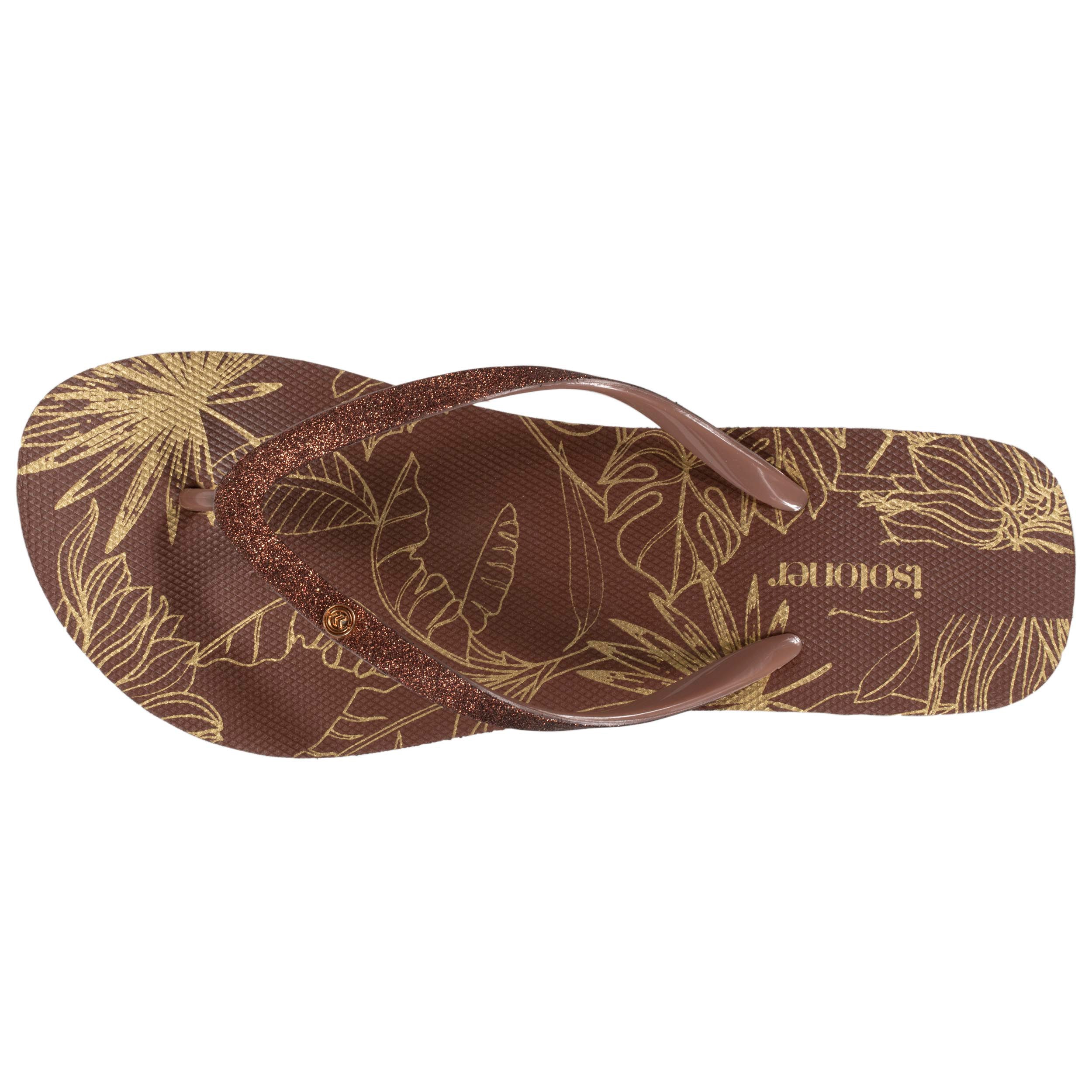 isotoner-tongs-femme-talon-4cm-imprim-floral-marron image 3
