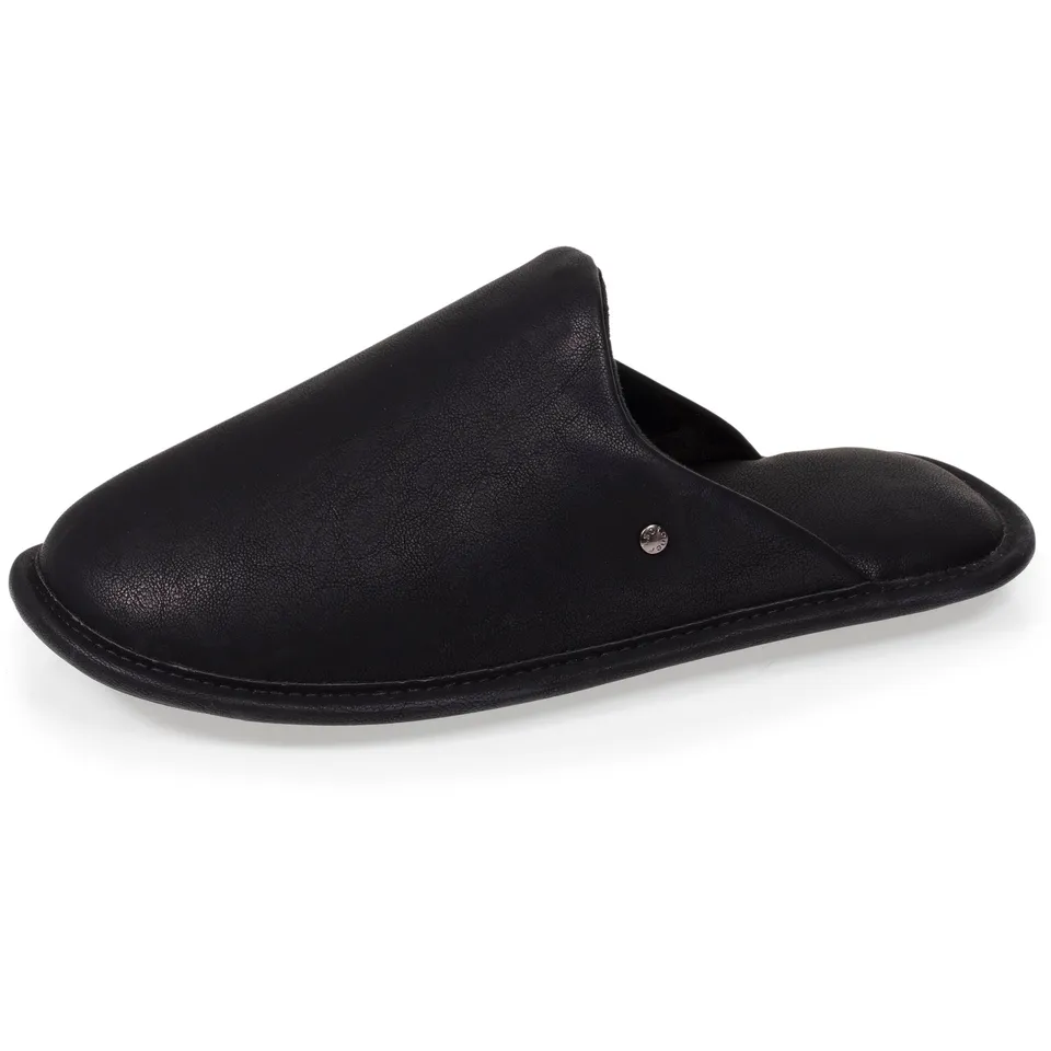 isotoner-chausson-mules-homme-cuir-synth-tique-noir image 1
