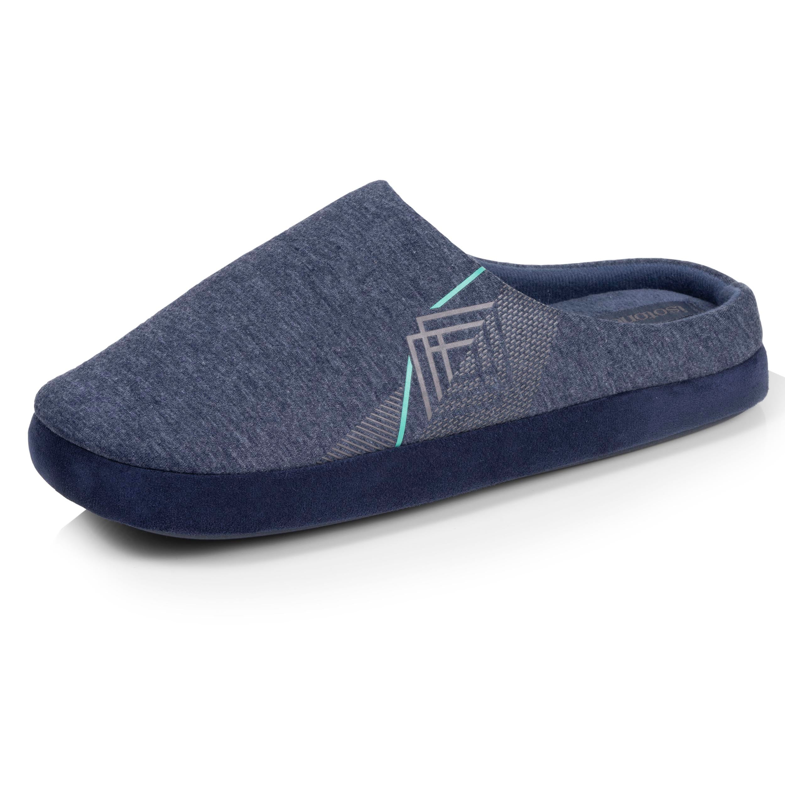 isotoner-chaussons-mules-homme-marine-chin-diamant image 1