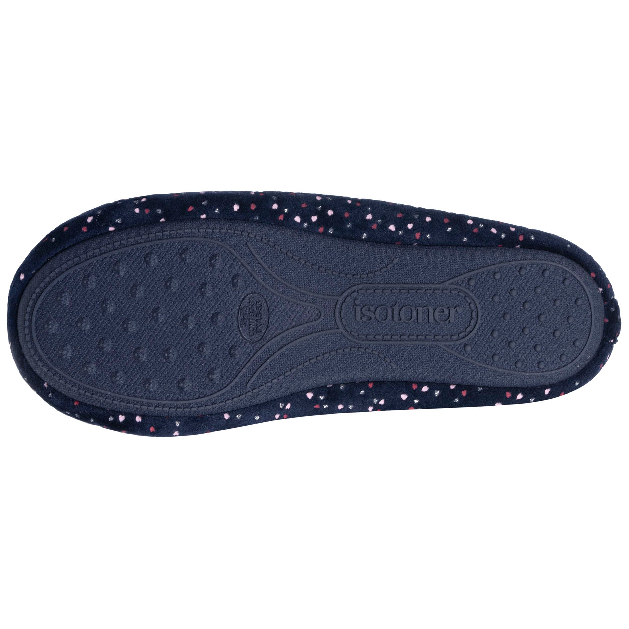 isotoner-chaussons-ballerines-femme-marine-pois-m-moire-de-forme image 5