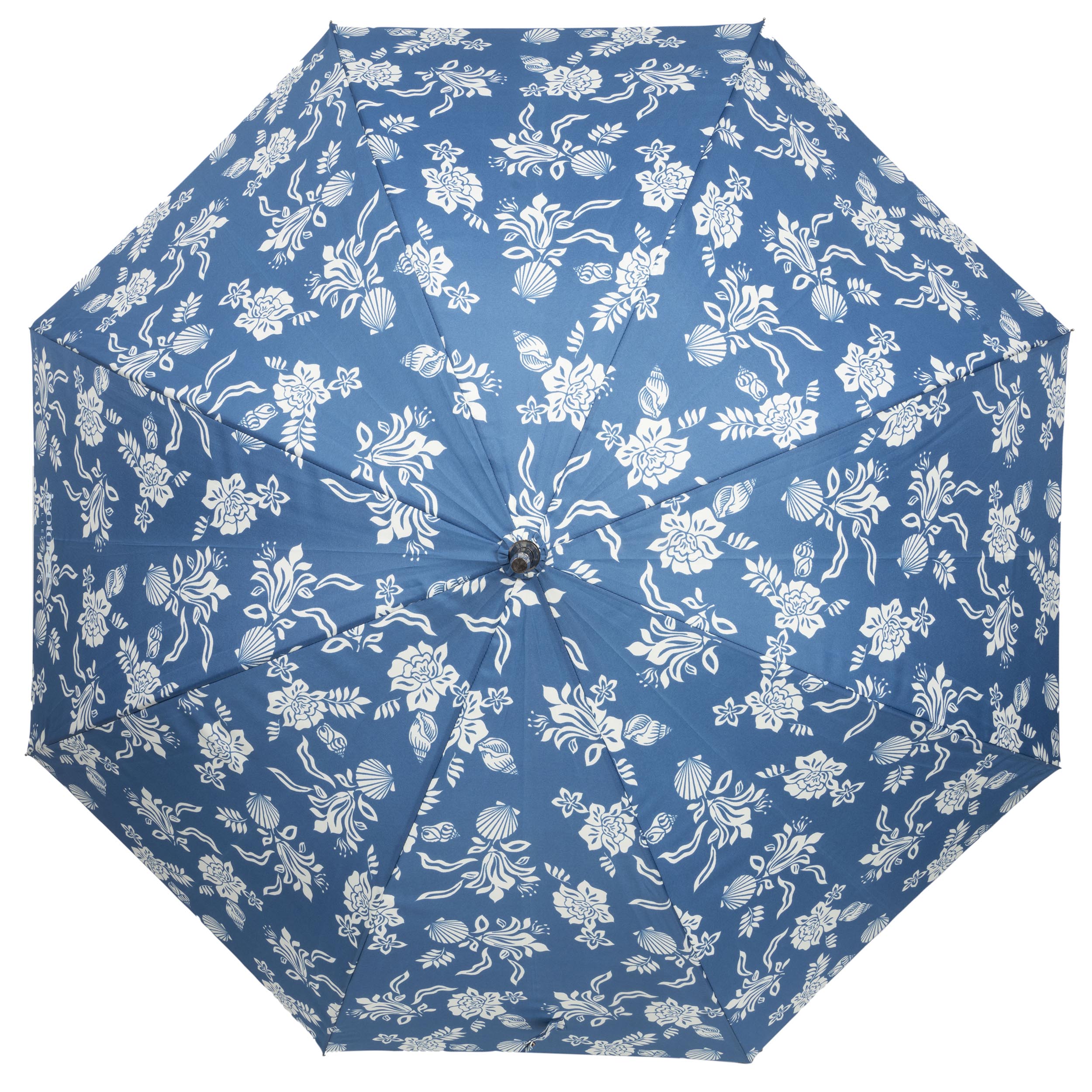 isotoner-parapluie-canne-auto-fleur-coquillage-bleu image 3