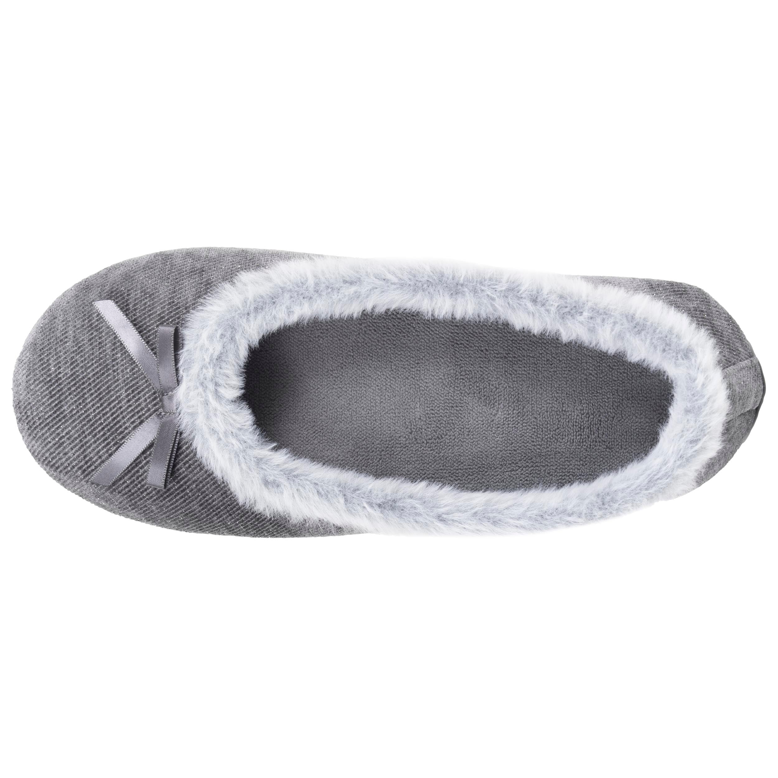 isotoner-chaussons-ballerines-femme-paillet-gris-fonc image 2