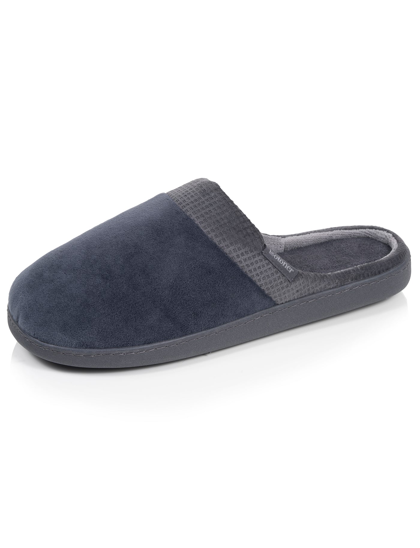 isotoner-chaussons-mules-homme-carr-s-gris-ergonomiques image 6