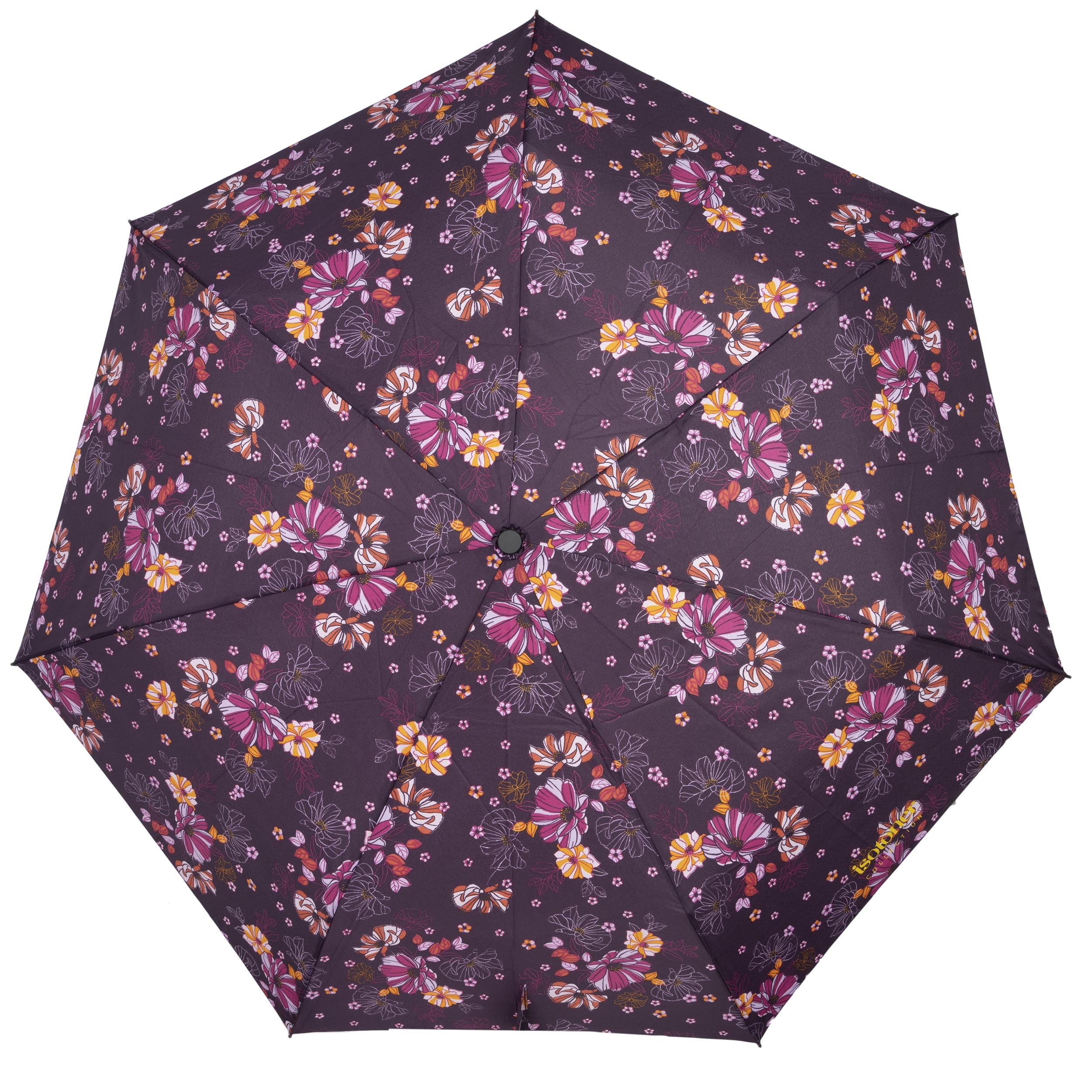 isotoner-parapluie-auto-fleurs-aubergine-compact-premium image 3