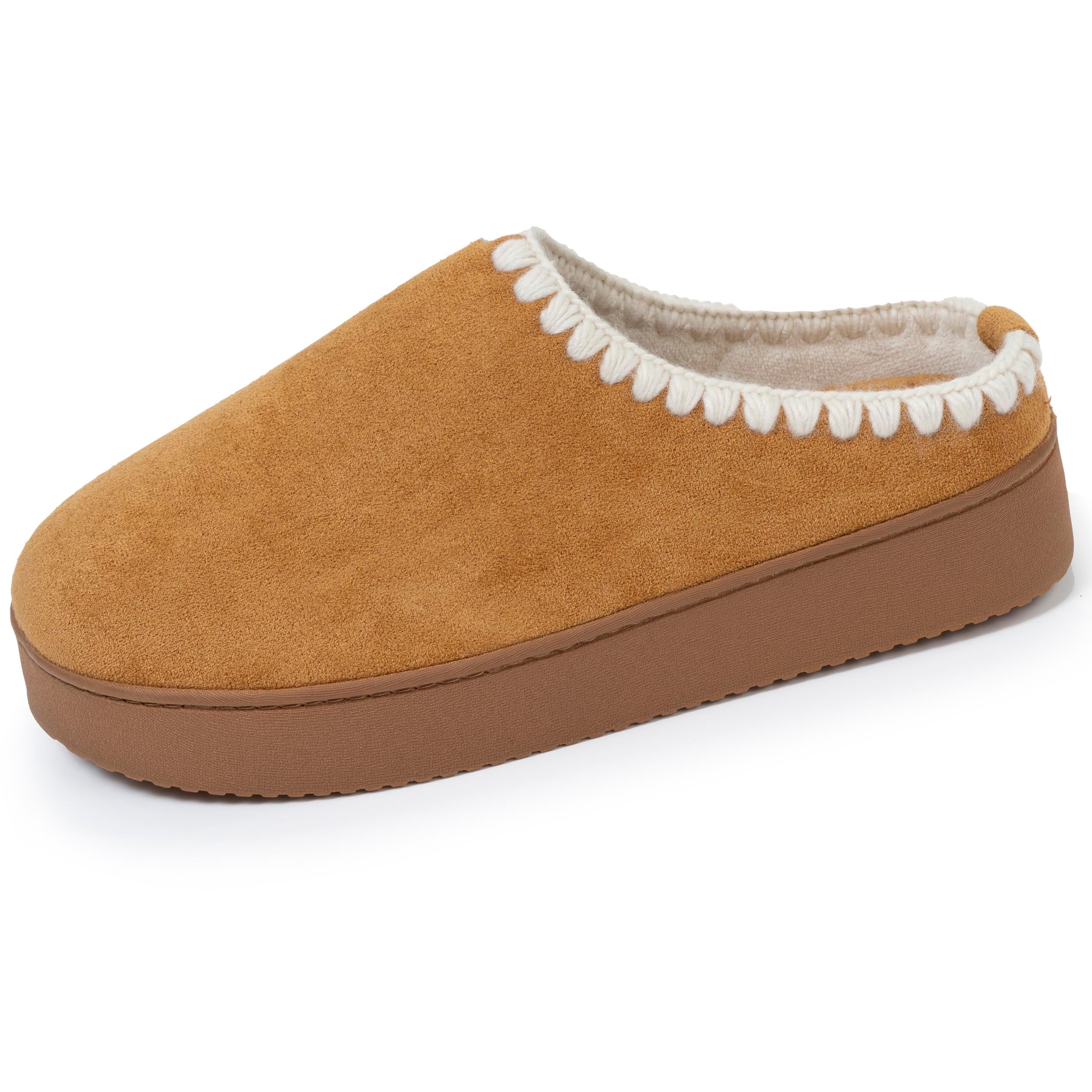 isotoner-chaussons-mules-femme-plateforme-camel-liser image 1