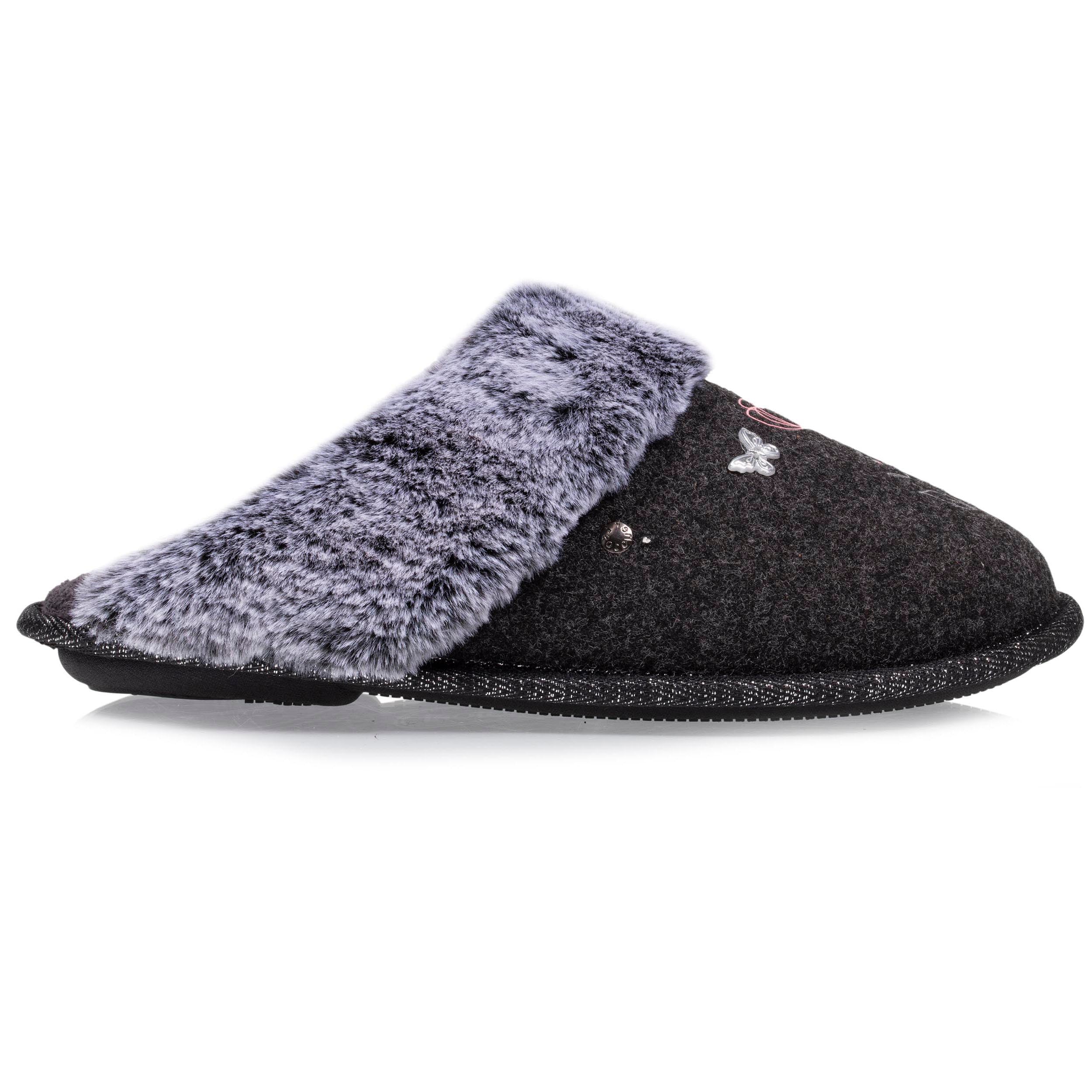 isotoner-mules-plates-femme-gris-dessin-feutrine-lavable image 8