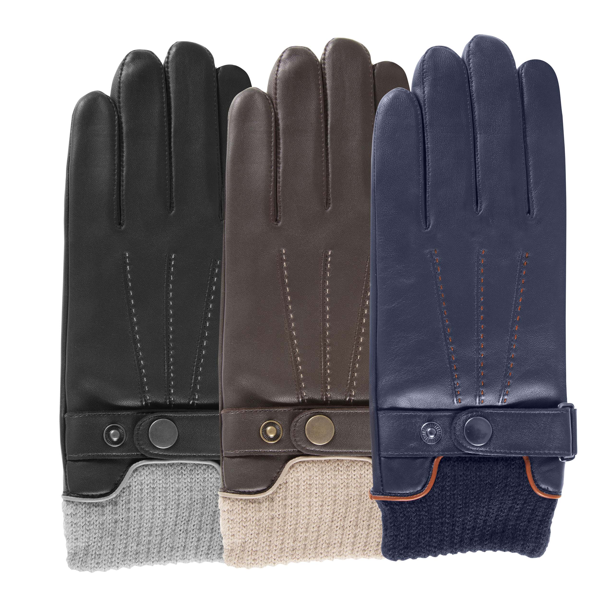 isotoner-gants-homme-tactiles-cuir-agneau-noir image 2