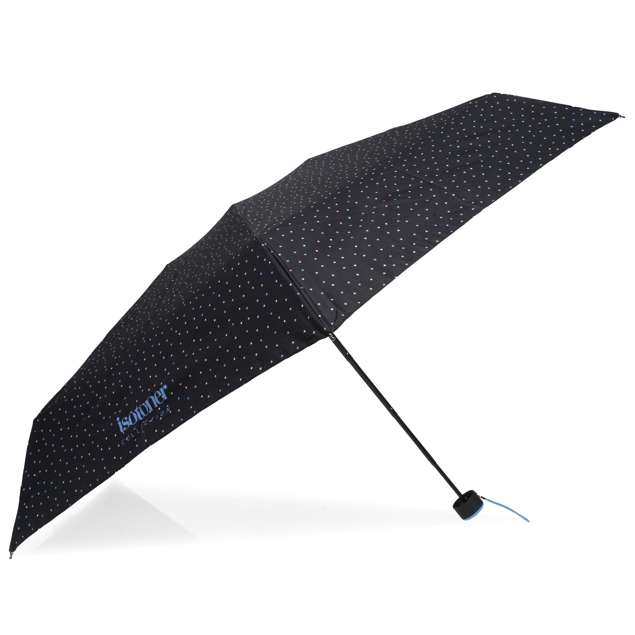 isotoner-parapluie-mini-slim-mini-pois-noir-recycl image 2