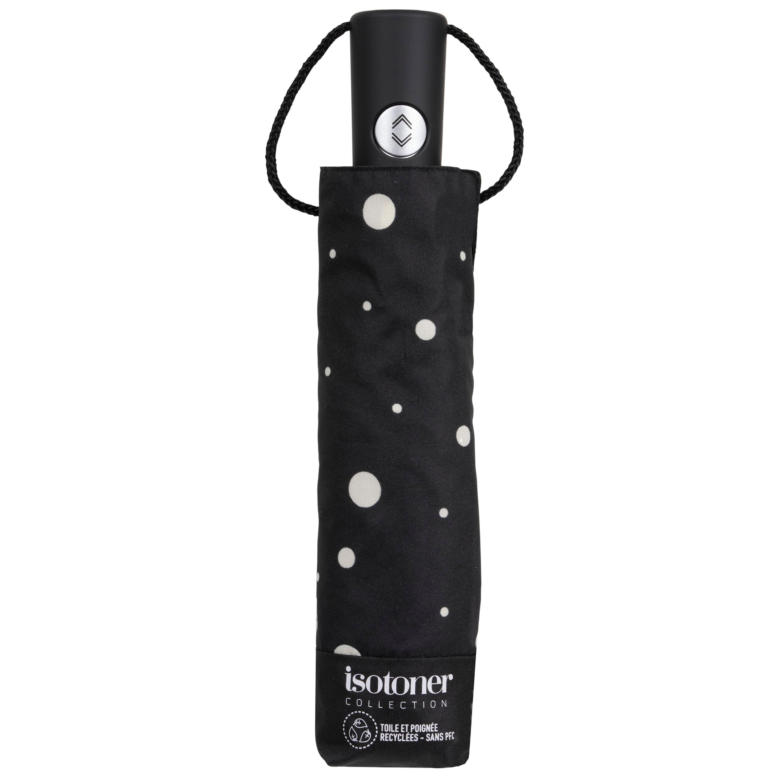 isotoner-parapluie-auto-pois-noir-jaune-ultra-d-perlant image 4