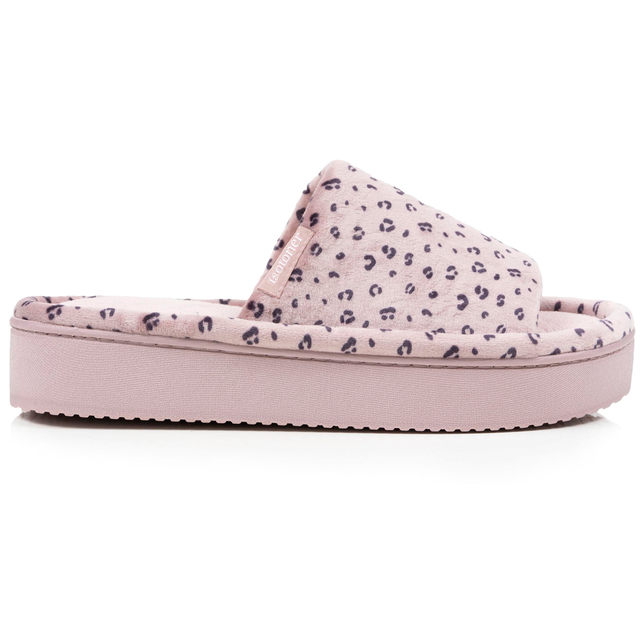 isotoner-chaussons-sandales-plateforme-femme-l-opard-rose image 8