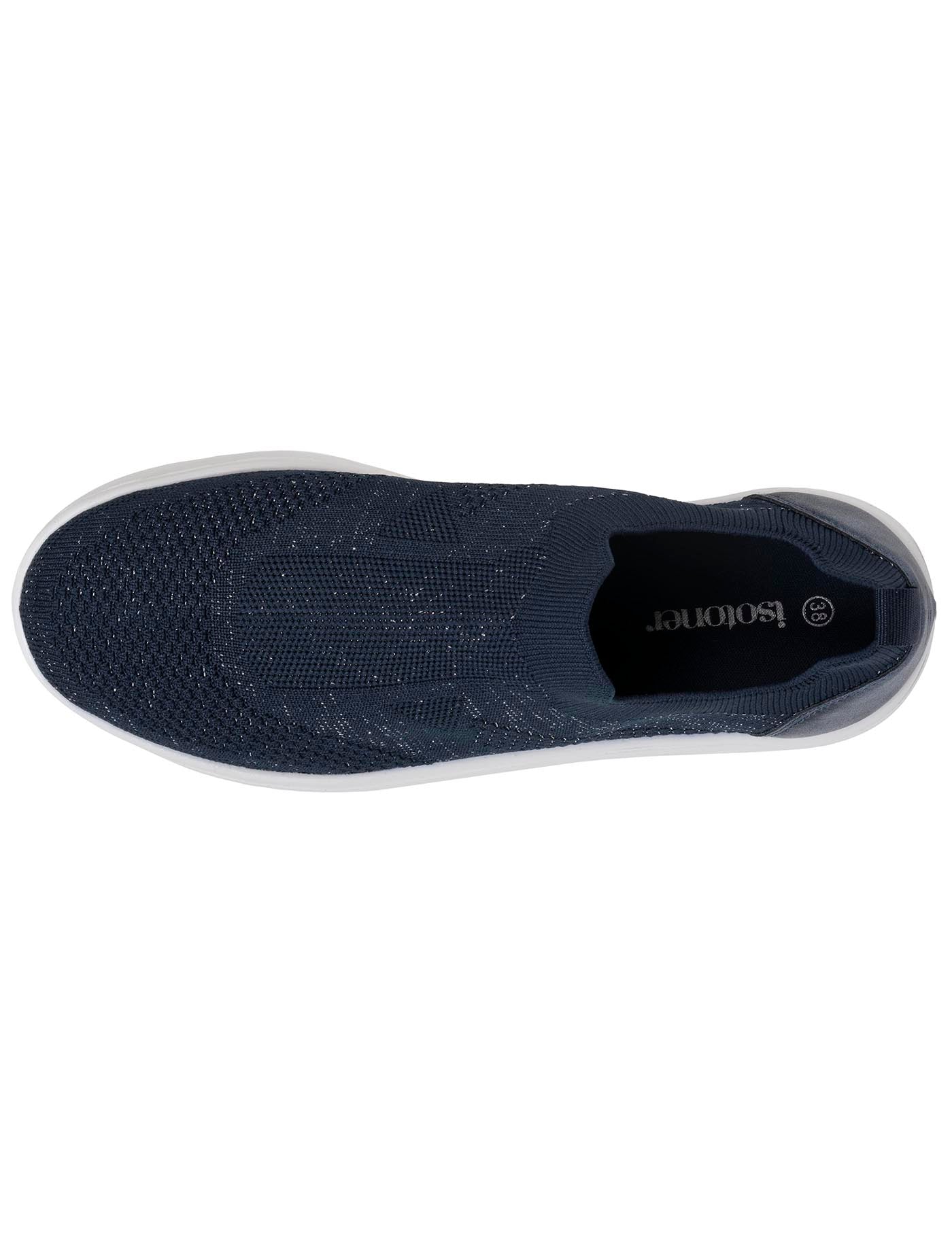 isotoner-baskets-femme-slip-on-plateforme-marine-lurex image 7