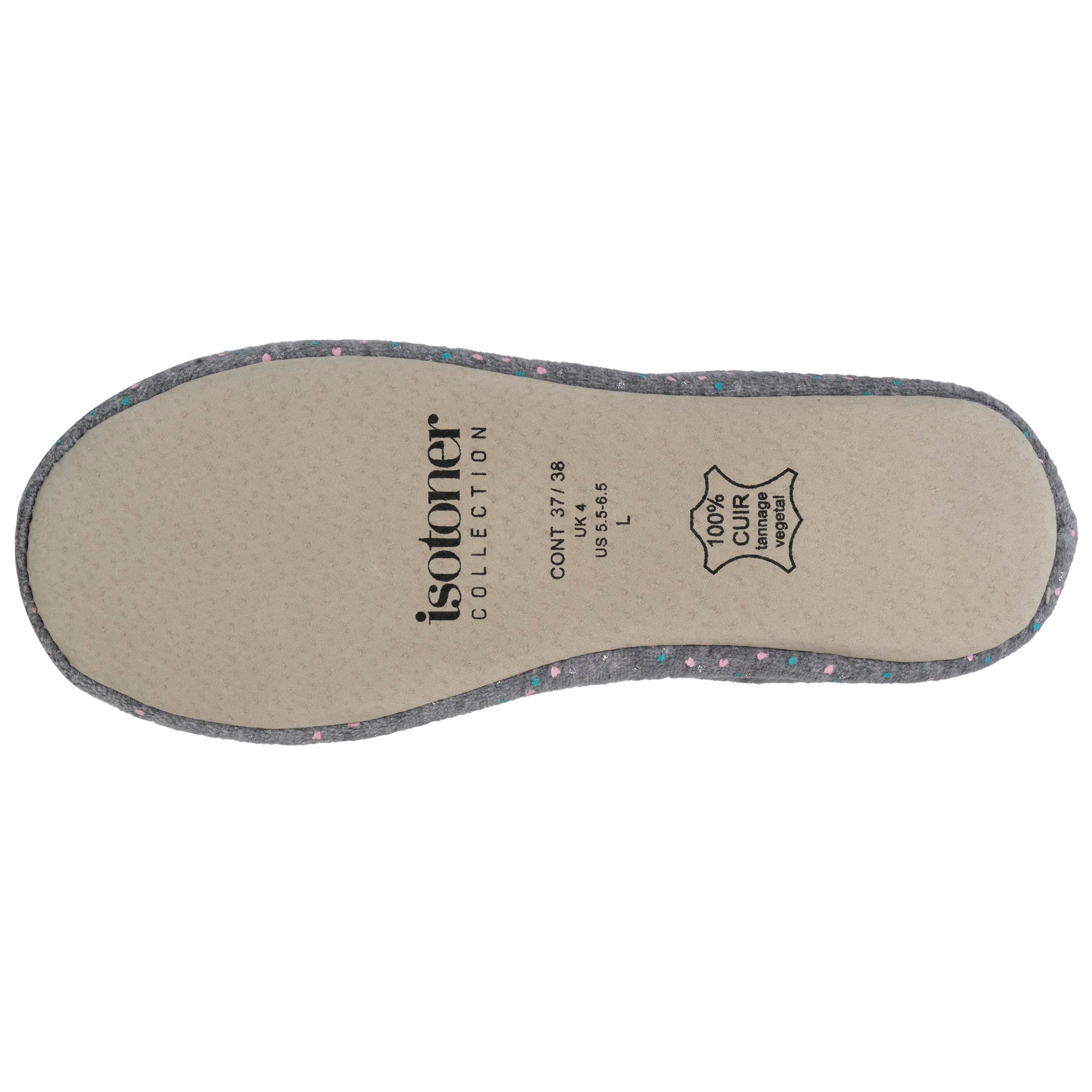 isotoner-chaussons-ballerines-femme-grand-n-ud-gris-chin image 4