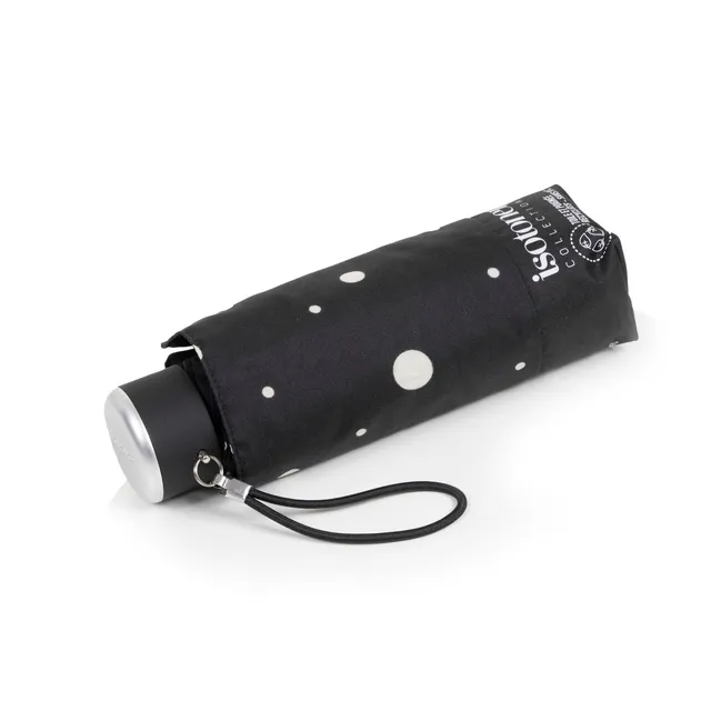 isotoner-parapluie-mini-slim-pois-noir-jaune image 1