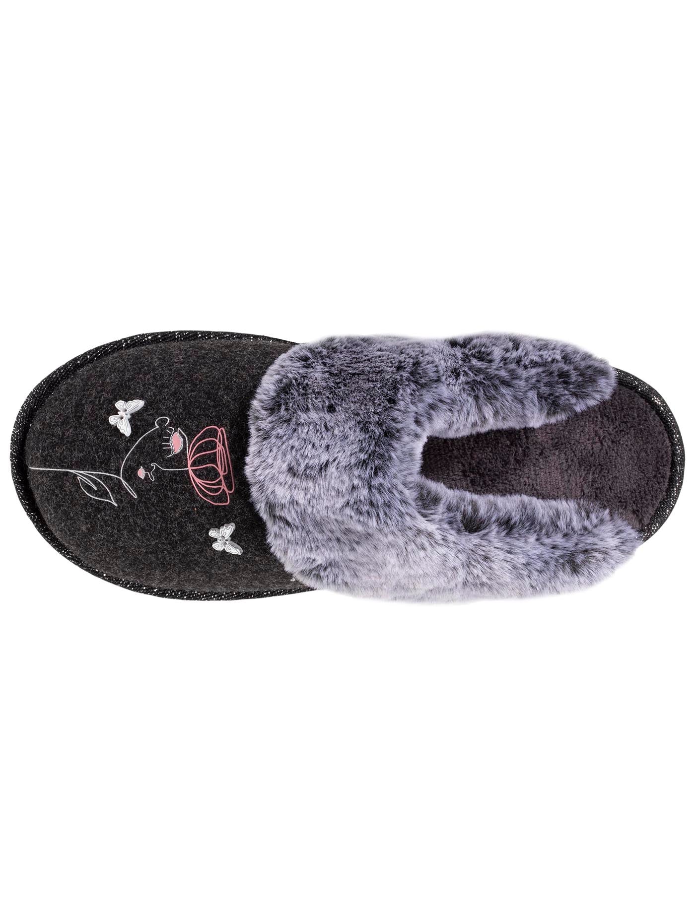 isotoner-mules-plates-femme-gris-dessin-feutrine-lavable image 7