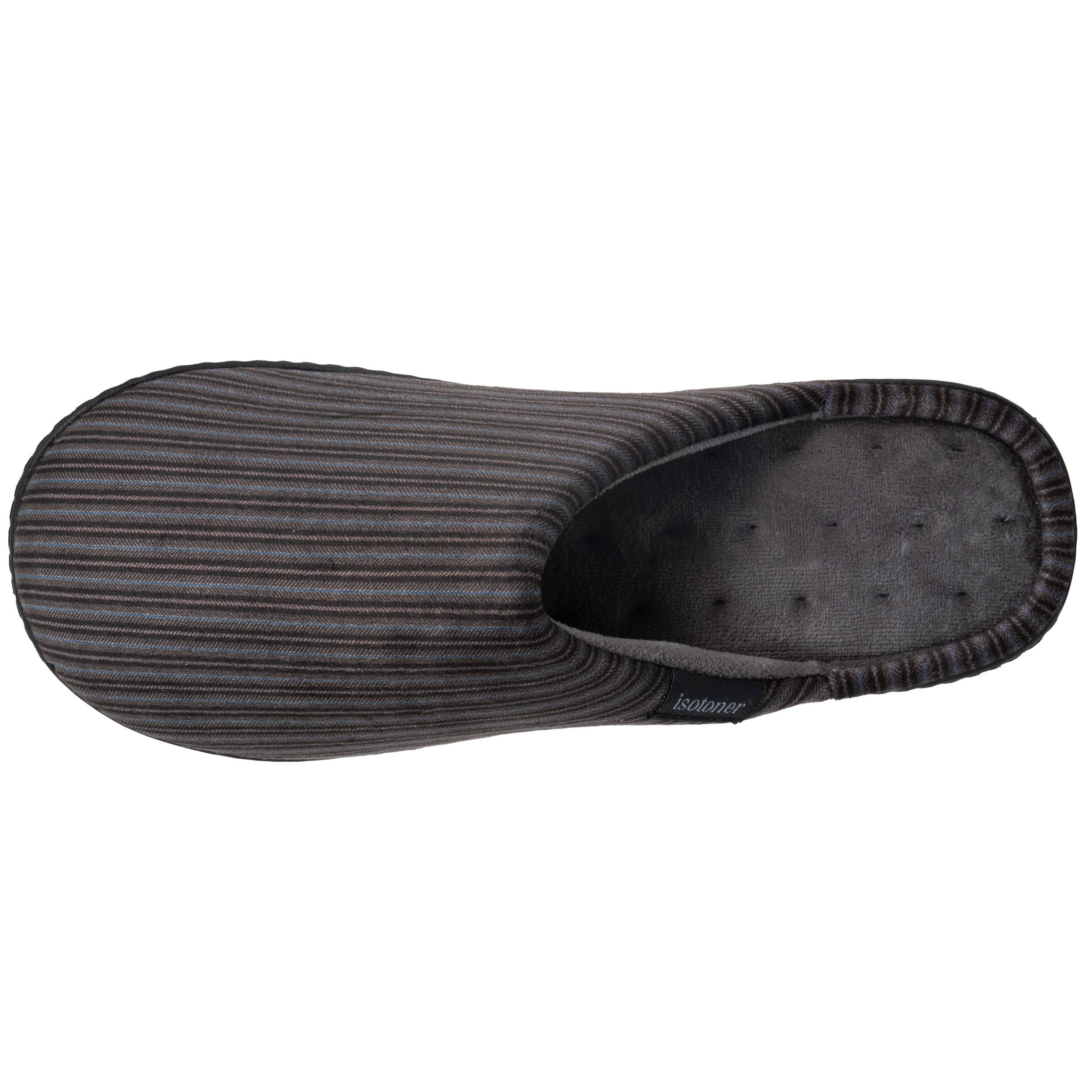 isotoner-chaussons-mules-homme-rayures-gris-bleu image 3