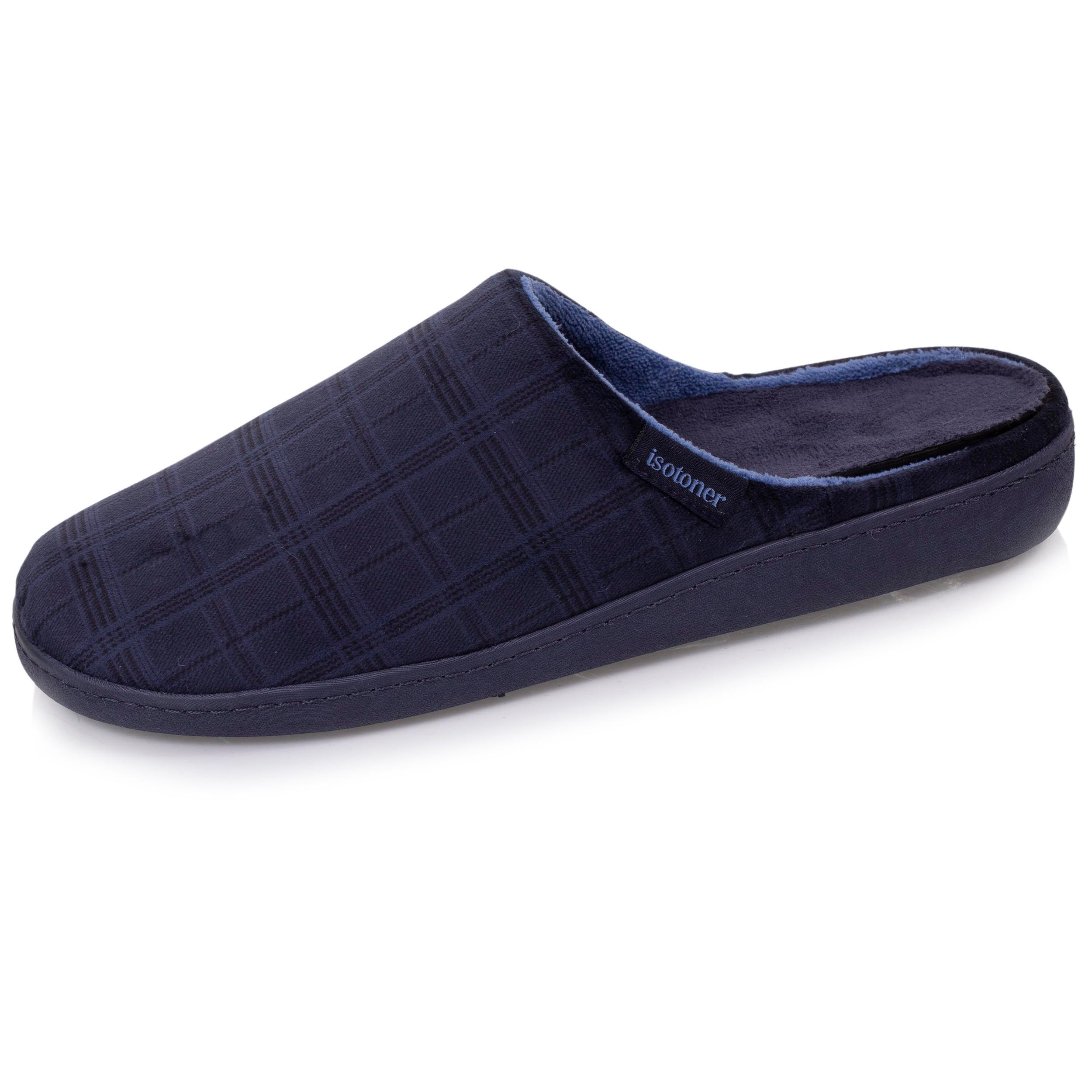 isotoner-mules-chaussons-homme-prince-de-galles-marine-everywear image 1