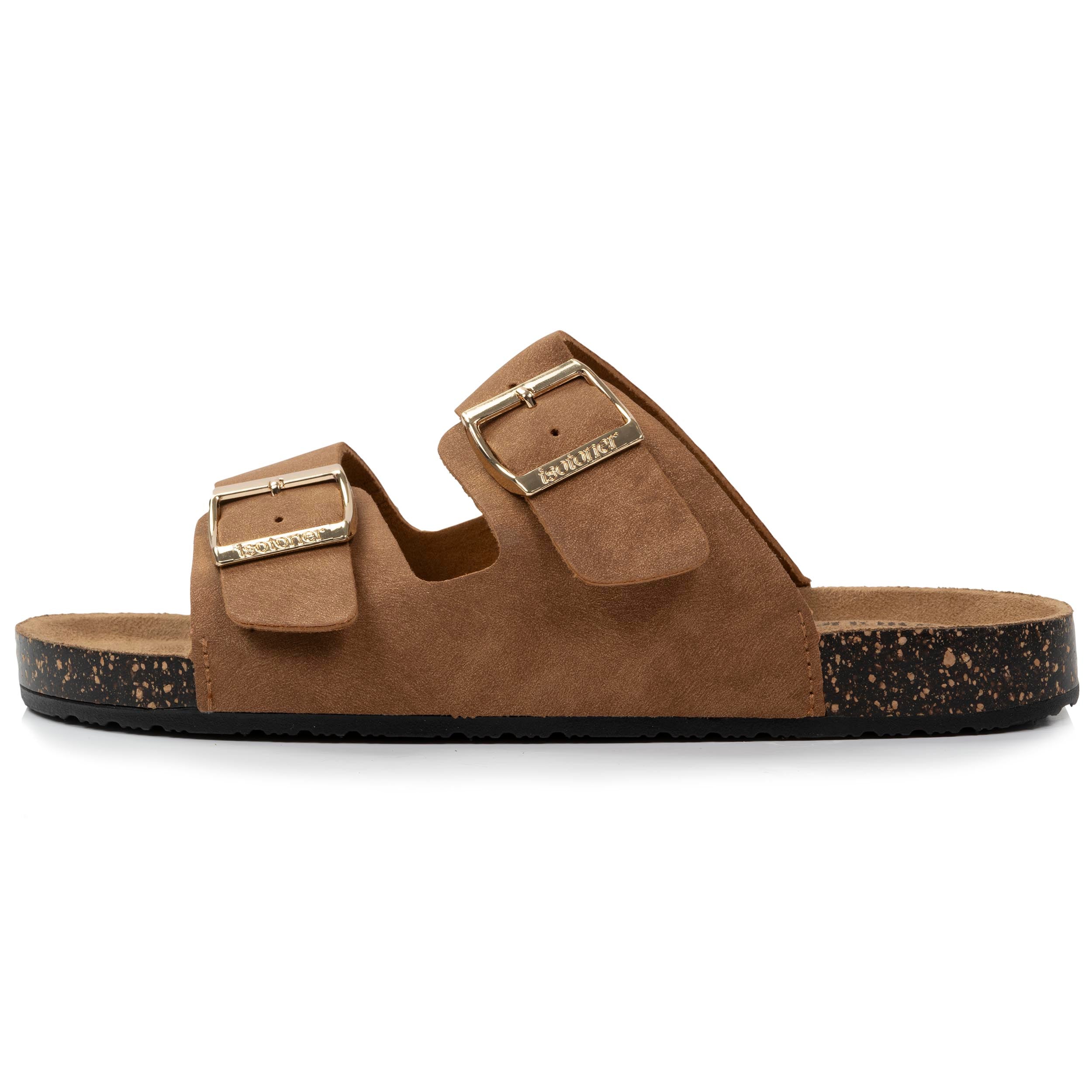 isotoner-mules-sandales-femme-double-bride-camel-confort image 4