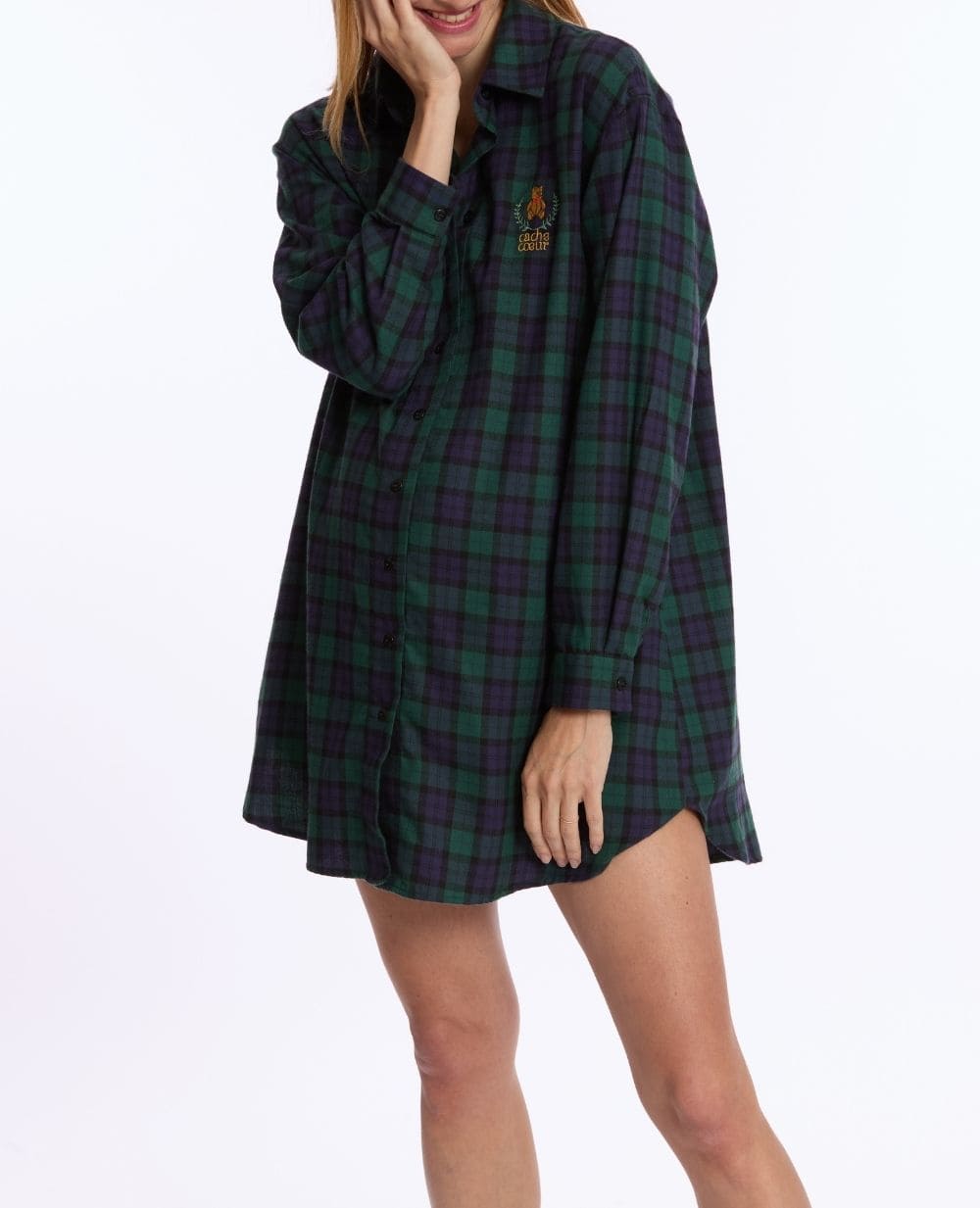 cache-c-ur-chemise-de-nuit-grossesse-et-allaitement-teddy-vert image 3