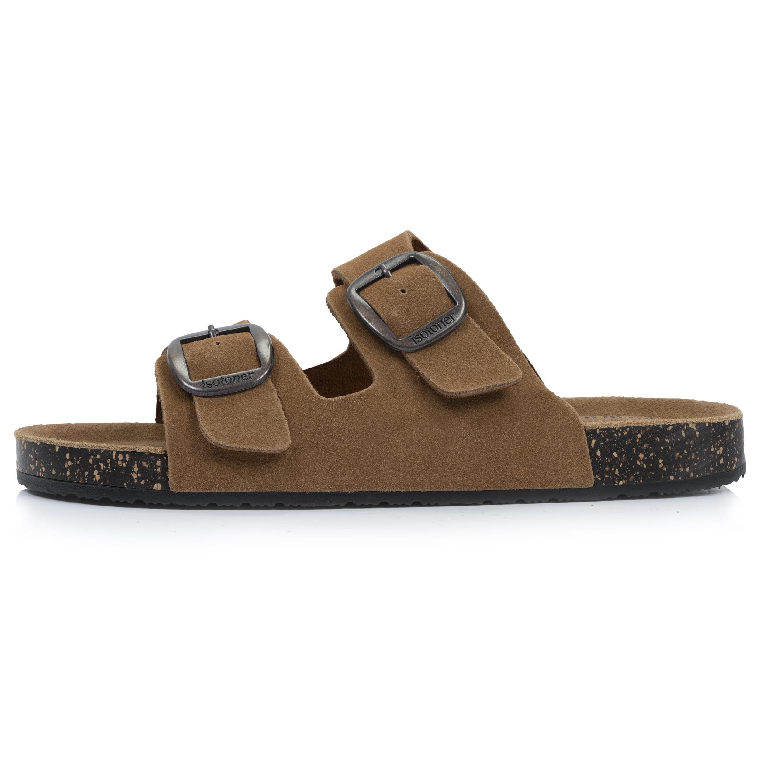 isotoner-mules-sandales-femme-double-bride-cuir-camel image 4