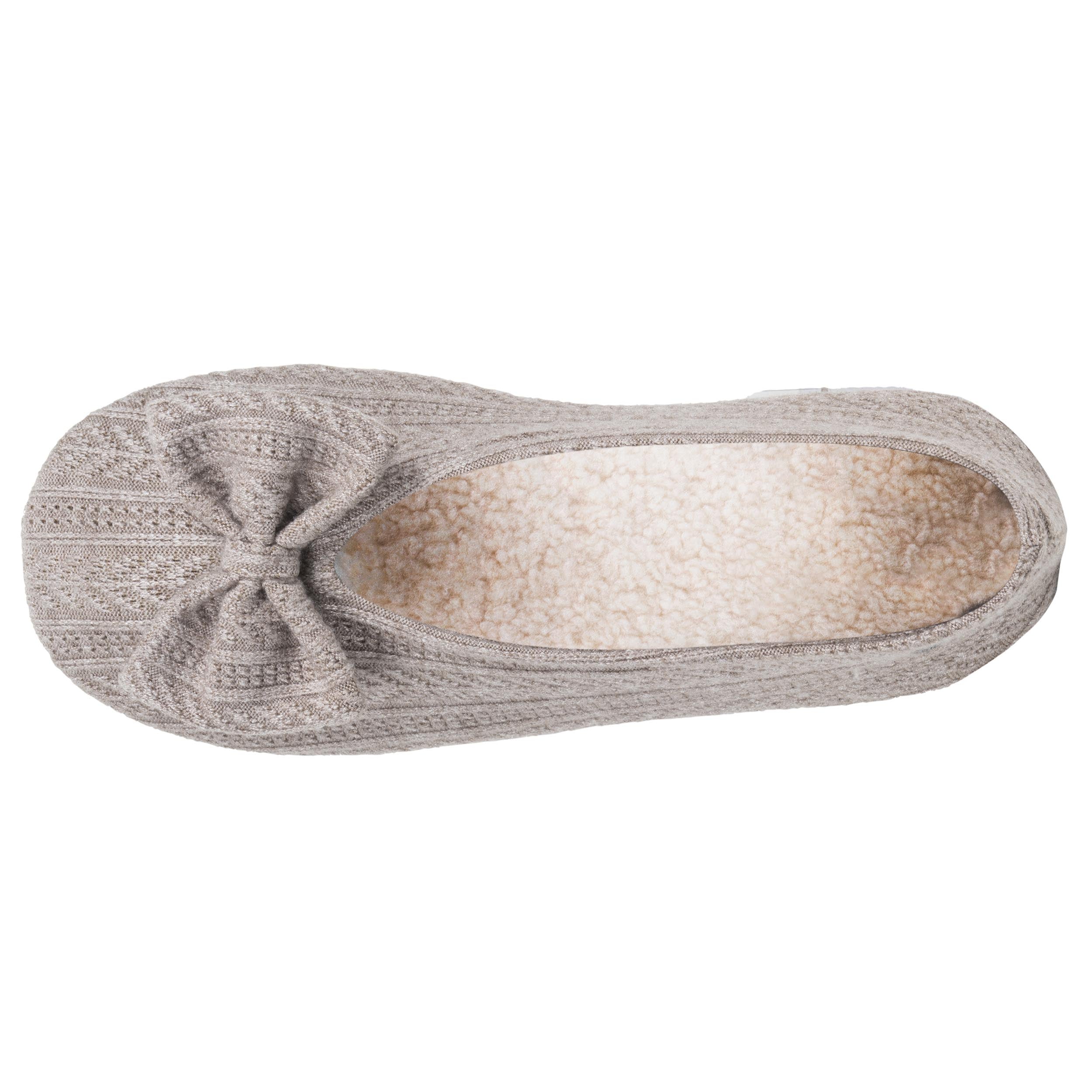 isotoner-chaussons-ballerines-femme-grand-n-ud-taupe image 3