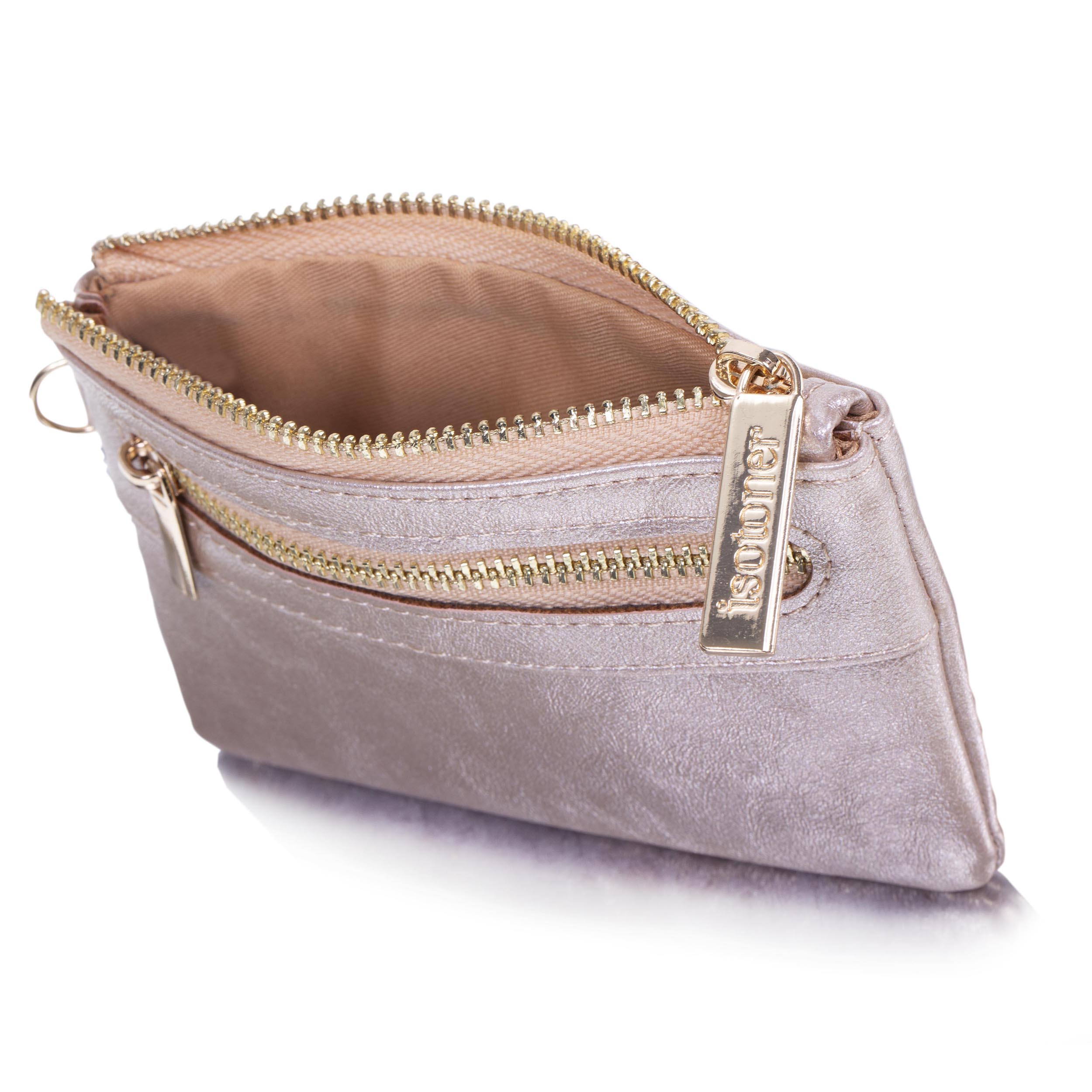 isotoner-porte-monnaie-femme-zipp-or-anti-rfid-12x8-5cm image 2