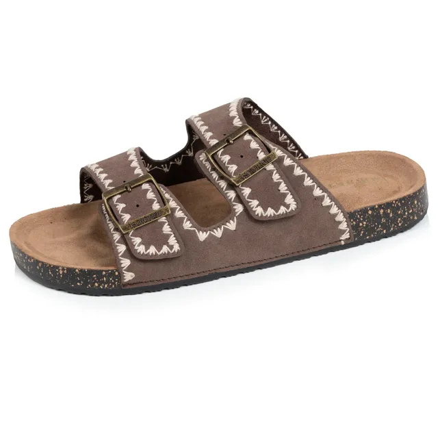 isotoner-mules-sandales-femme-double-bride-chocolat-brod image 1