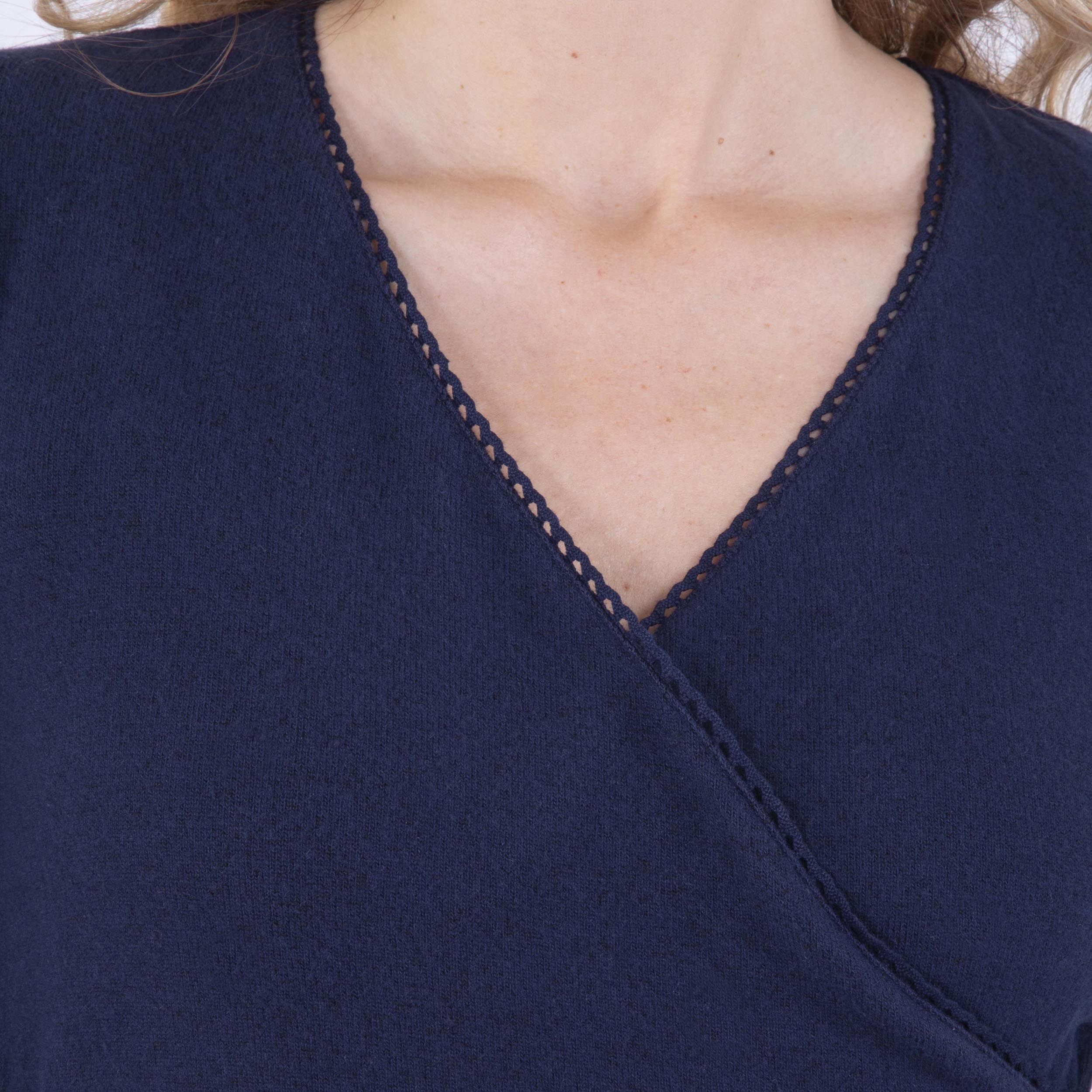 isotoner-t-shirt-cache-c-ur-femme-marine-manches-longues image 2