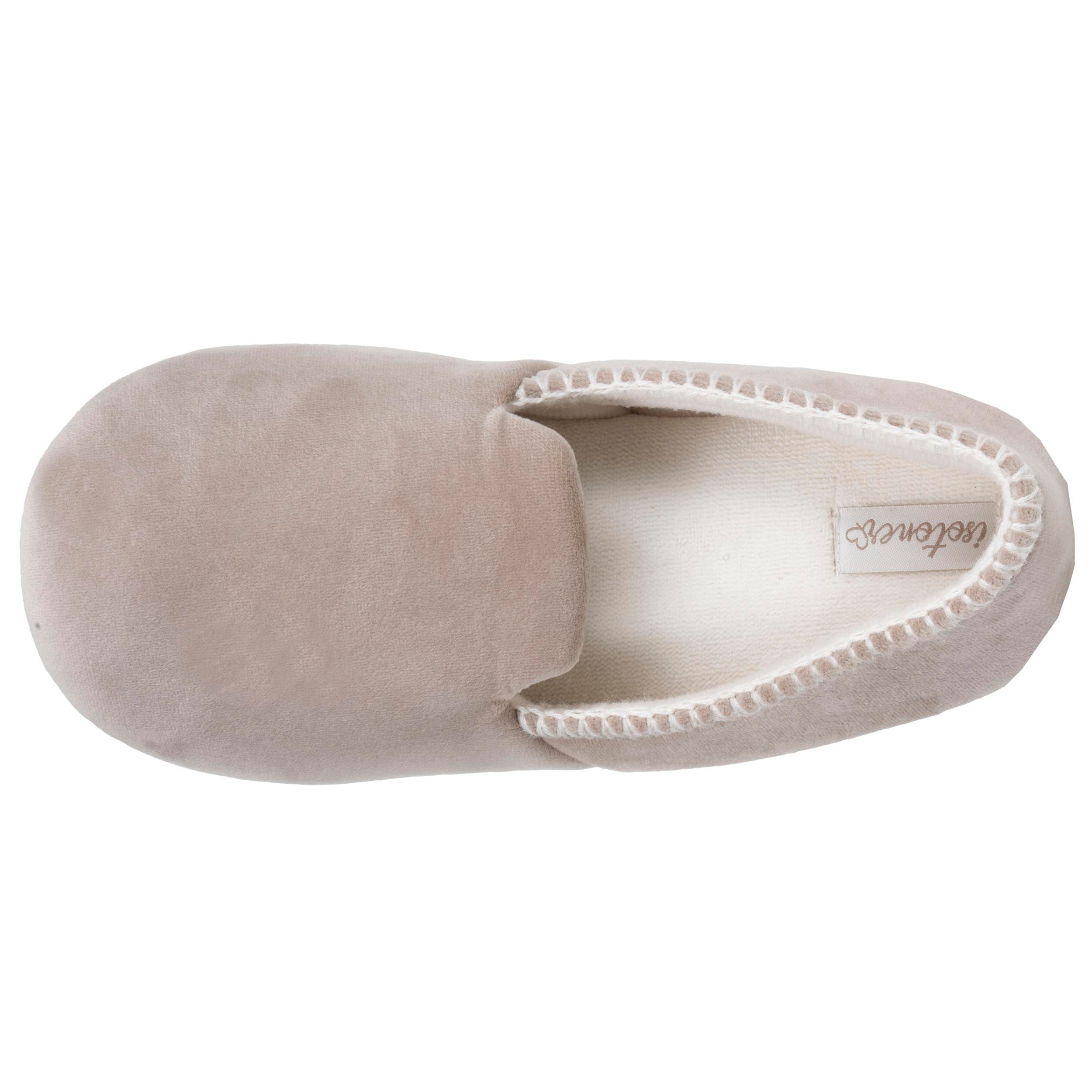isotoner-chaussons-slippers-femme-beige-broderie image 3