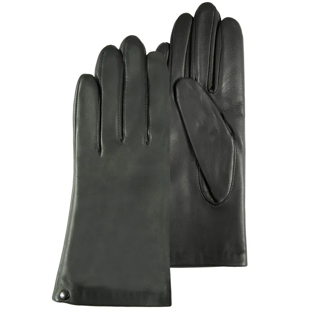 isotoner-gants-femme-cuir-agneau-doubl-soie-sapin image 1