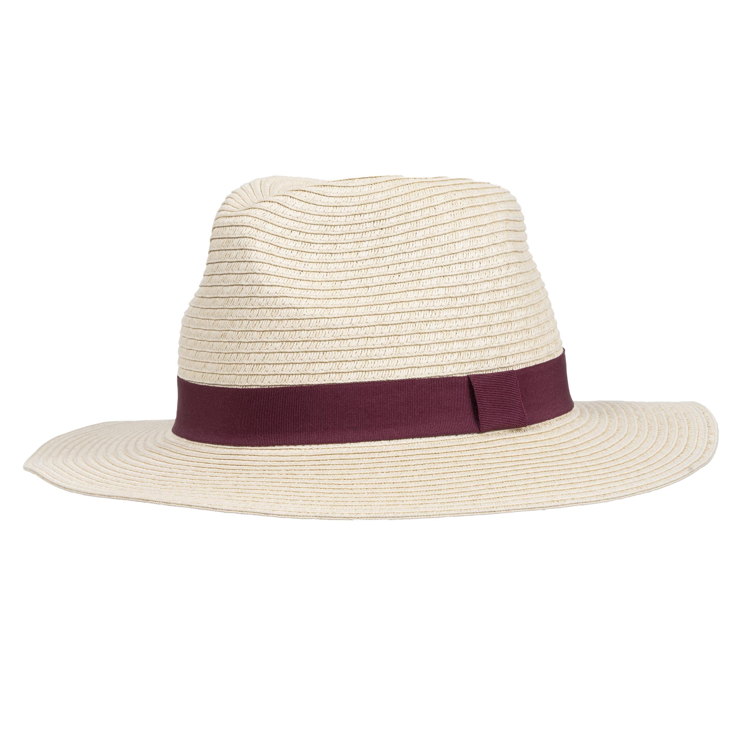 isotoner-chapeau-femme-fedora-paille-lien-bordeaux-52-58-cm image 1