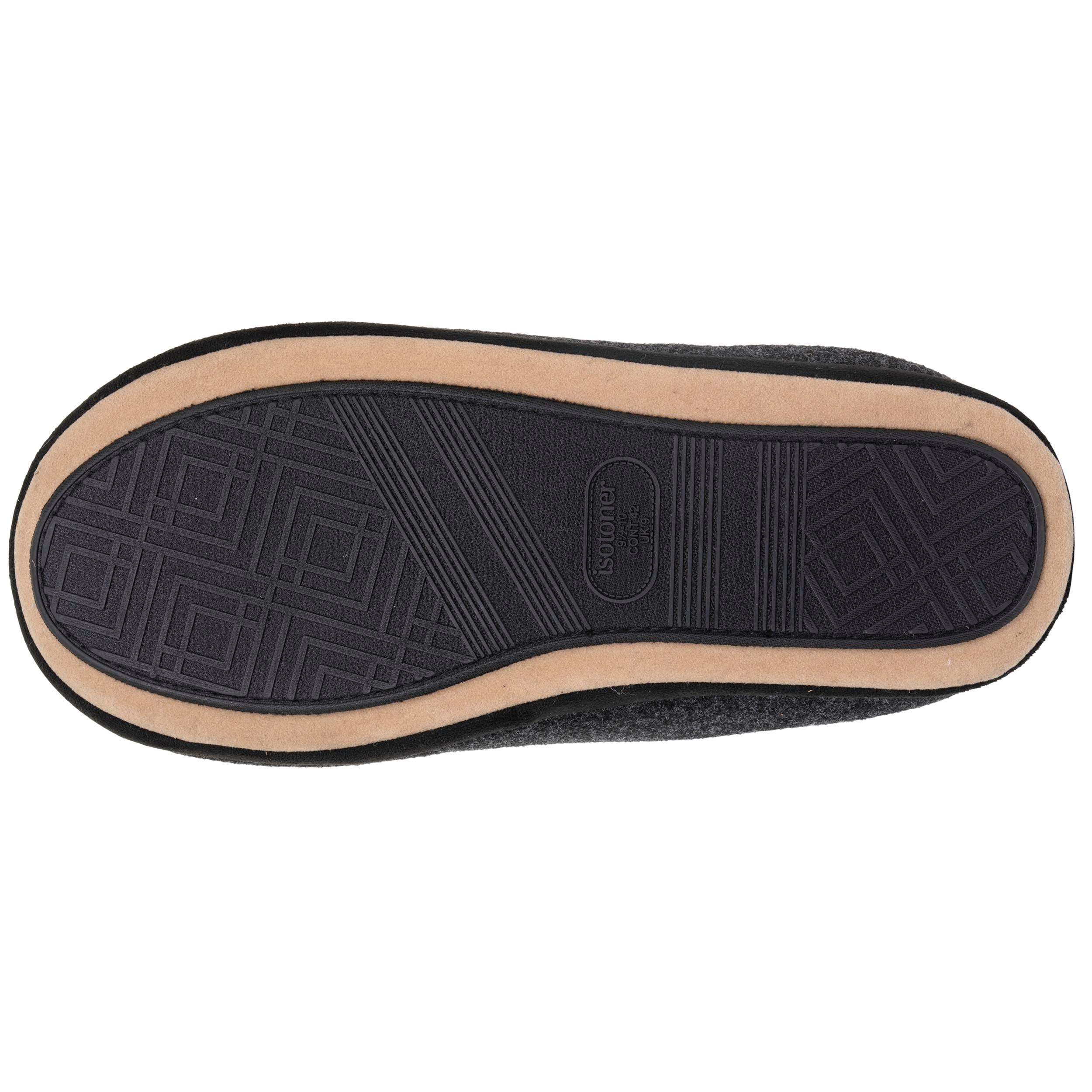 isotoner-chaussons-mules-homme-noir-feutrine-chin-e image 5