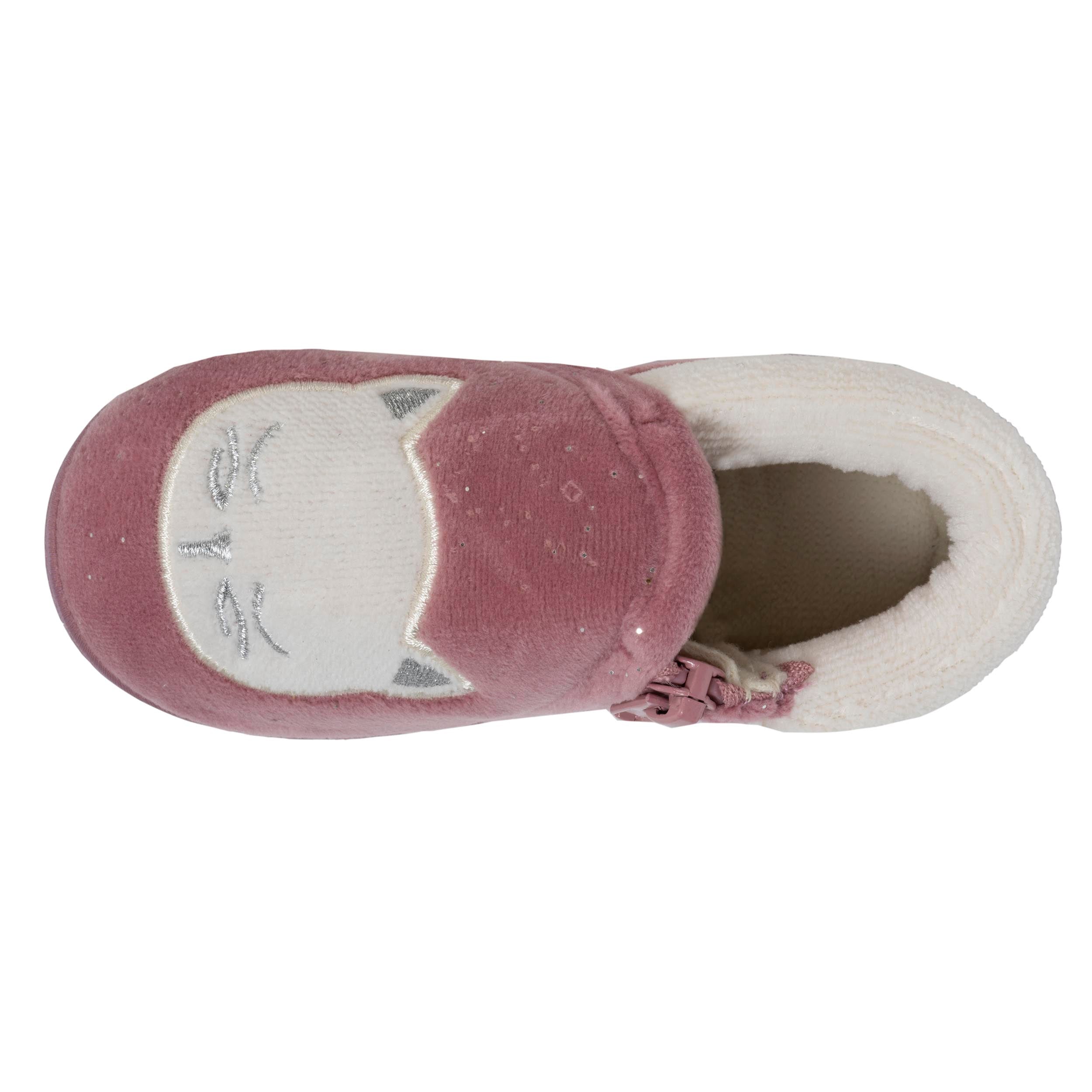 isotoner-chaussons-bottillons-zip-enfant-rose-chat image 2