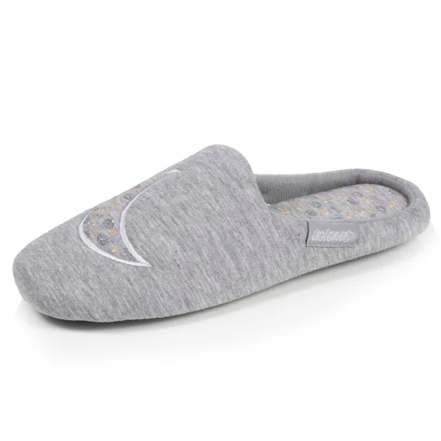 isotoner-chaussons-mules-femme-gris-chin-jersey image 1