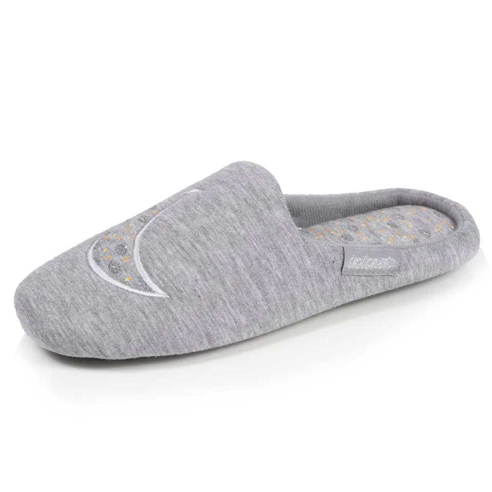 isotoner-chaussons-mules-femme-gris-chin-jersey image 1
