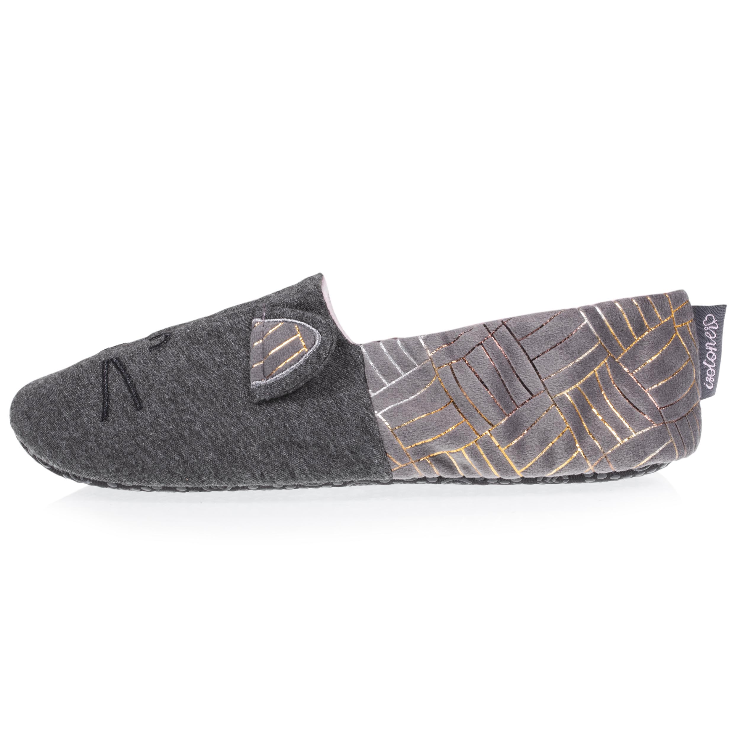 isotoner-chaussons-slippers-femme-3d-chat-gris-chin-fonc image 3