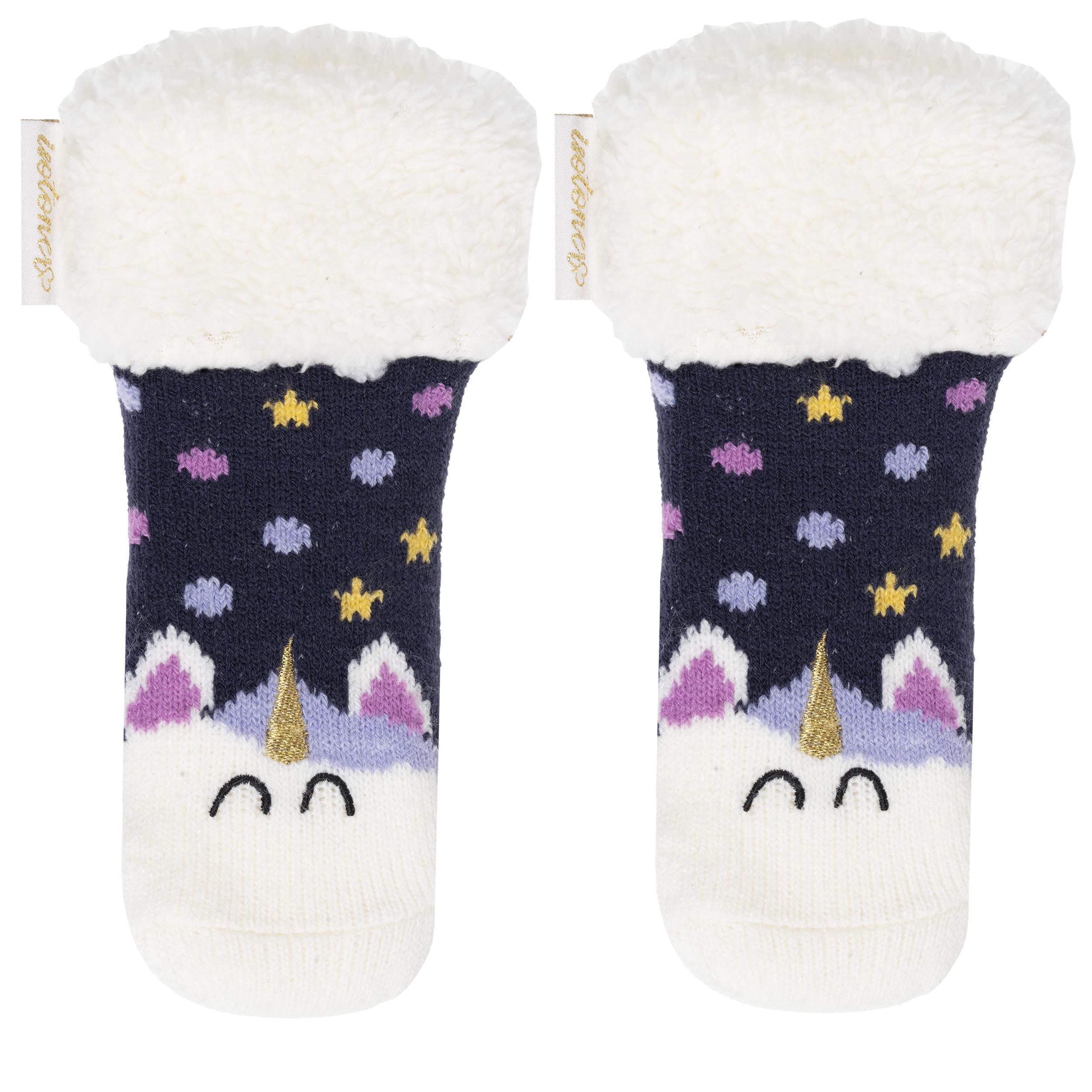 isotoner-chaussettes-fourr-es-enfant-marine-licorne-1-8-ans image 1