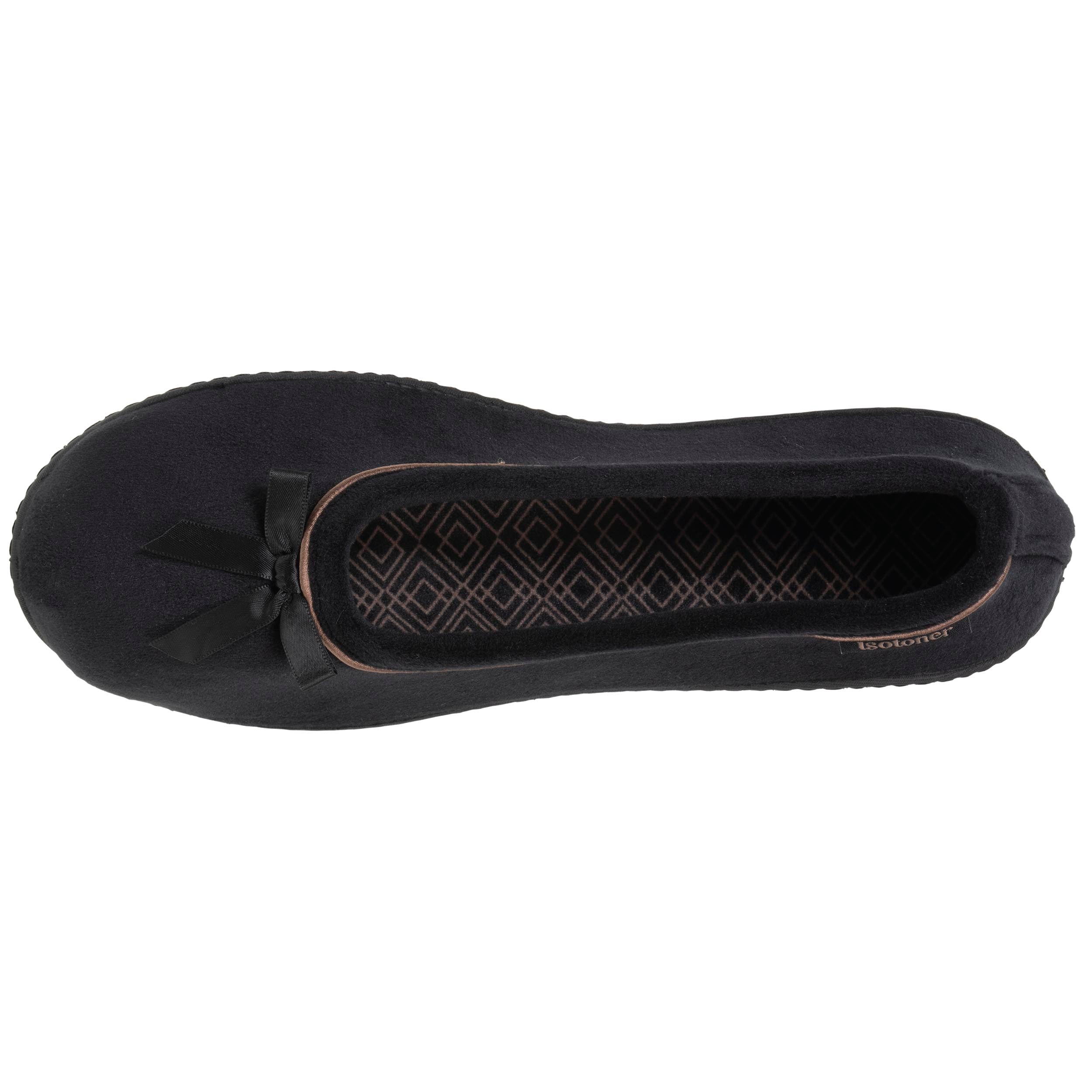 isotoner-chaussons-ballerines-femme-noir-beige-m-moire-de-forme image 3