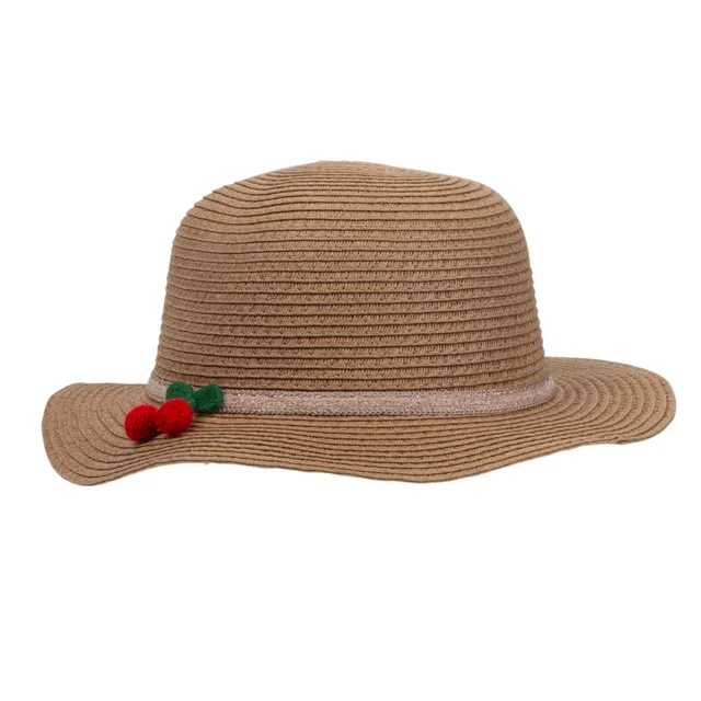 isotoner-chapeau-capeline-fille-4-8-ans-cerises-paille-l-g-re image 1